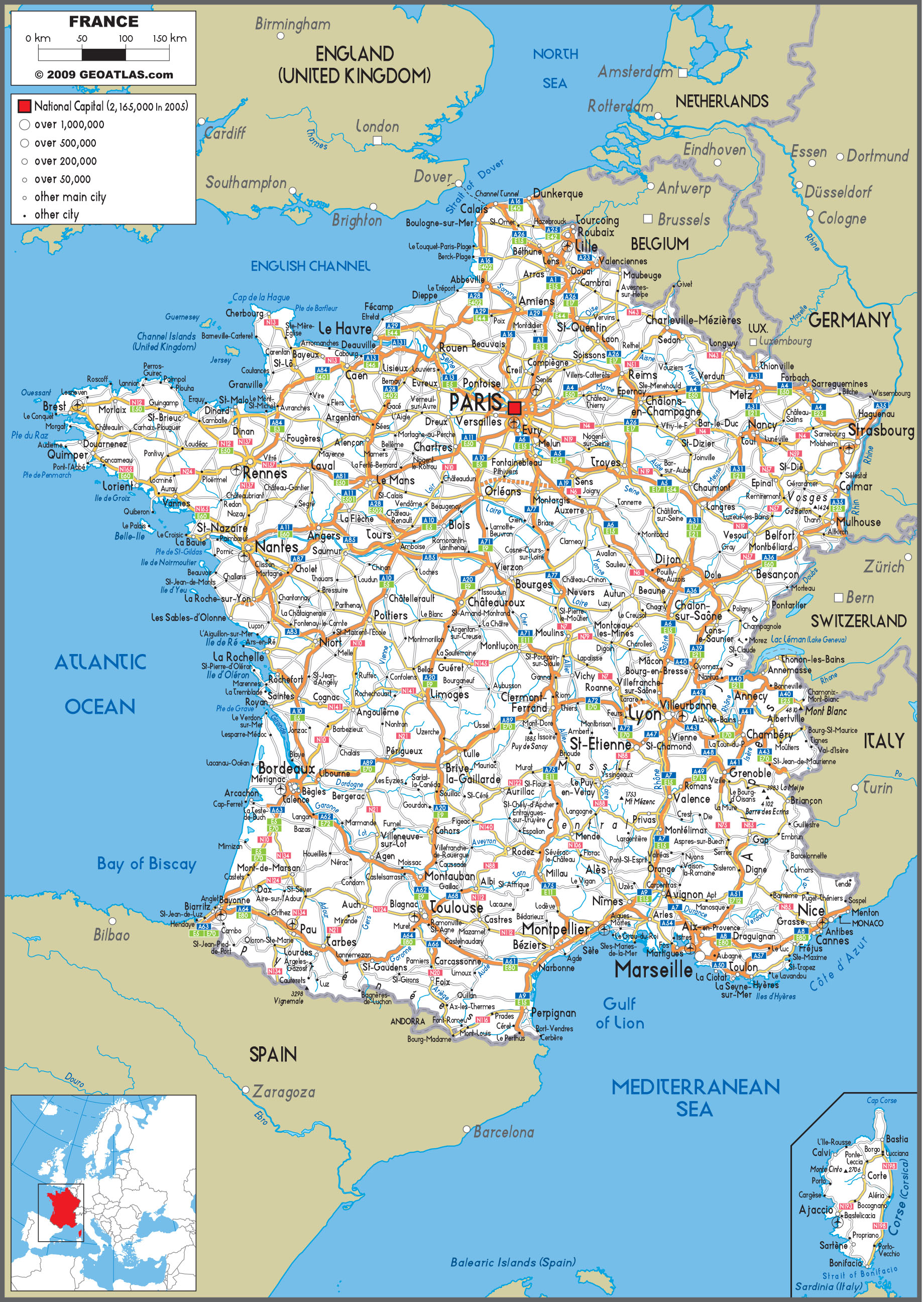 Printable Road Map Of France