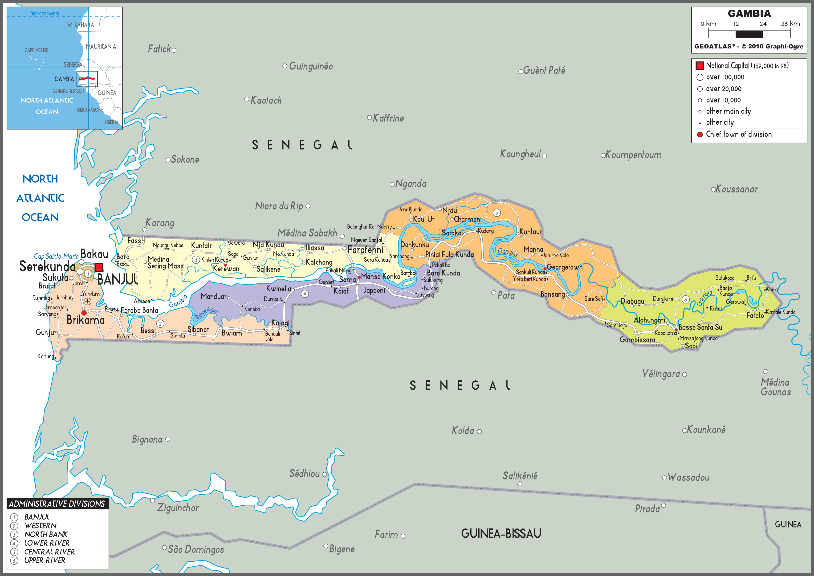 Gambia Political Wall Map by GraphiOgre - MapSales