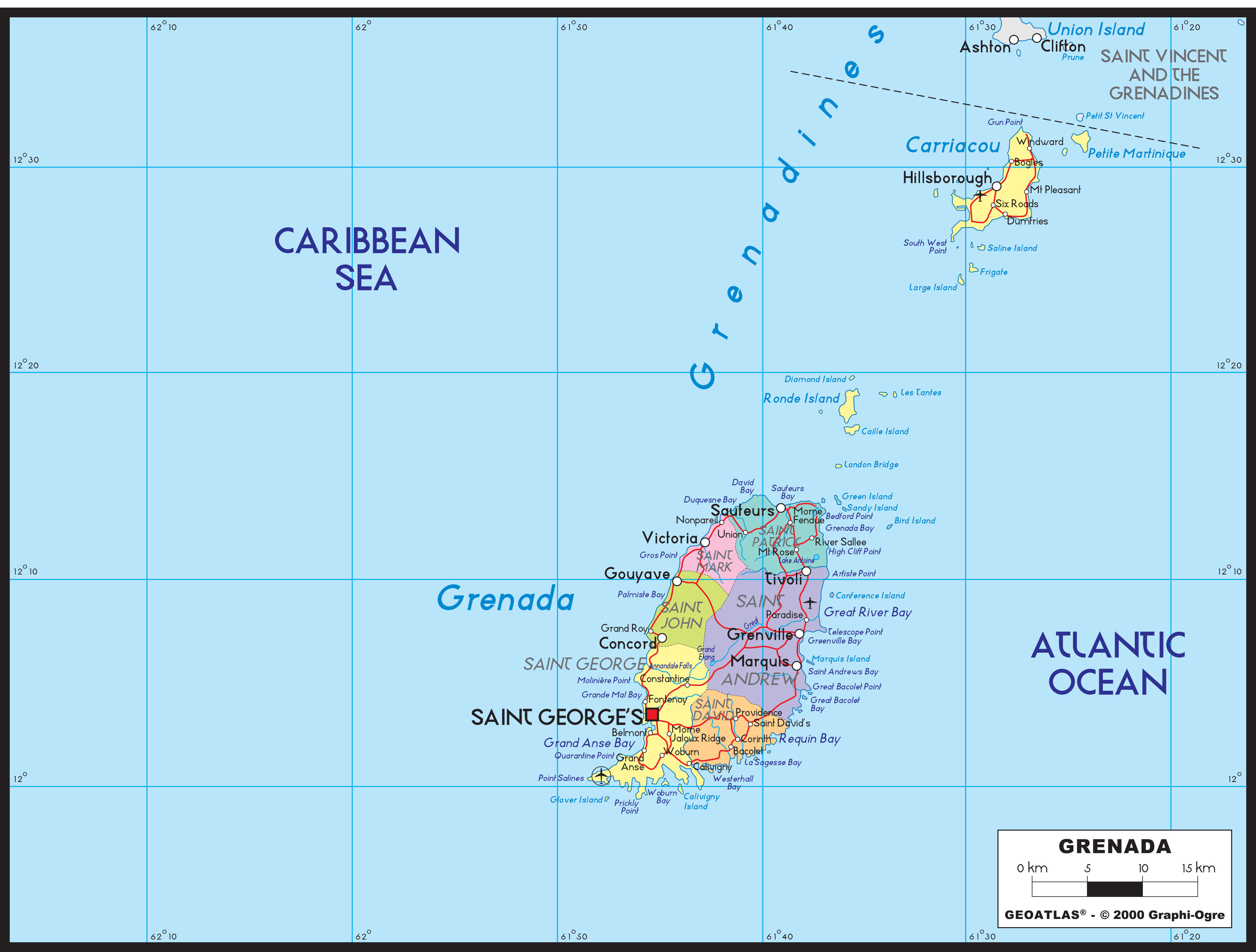 Grenada Physical Wall Map By Graphiogre Mapsales Images and Photos finder