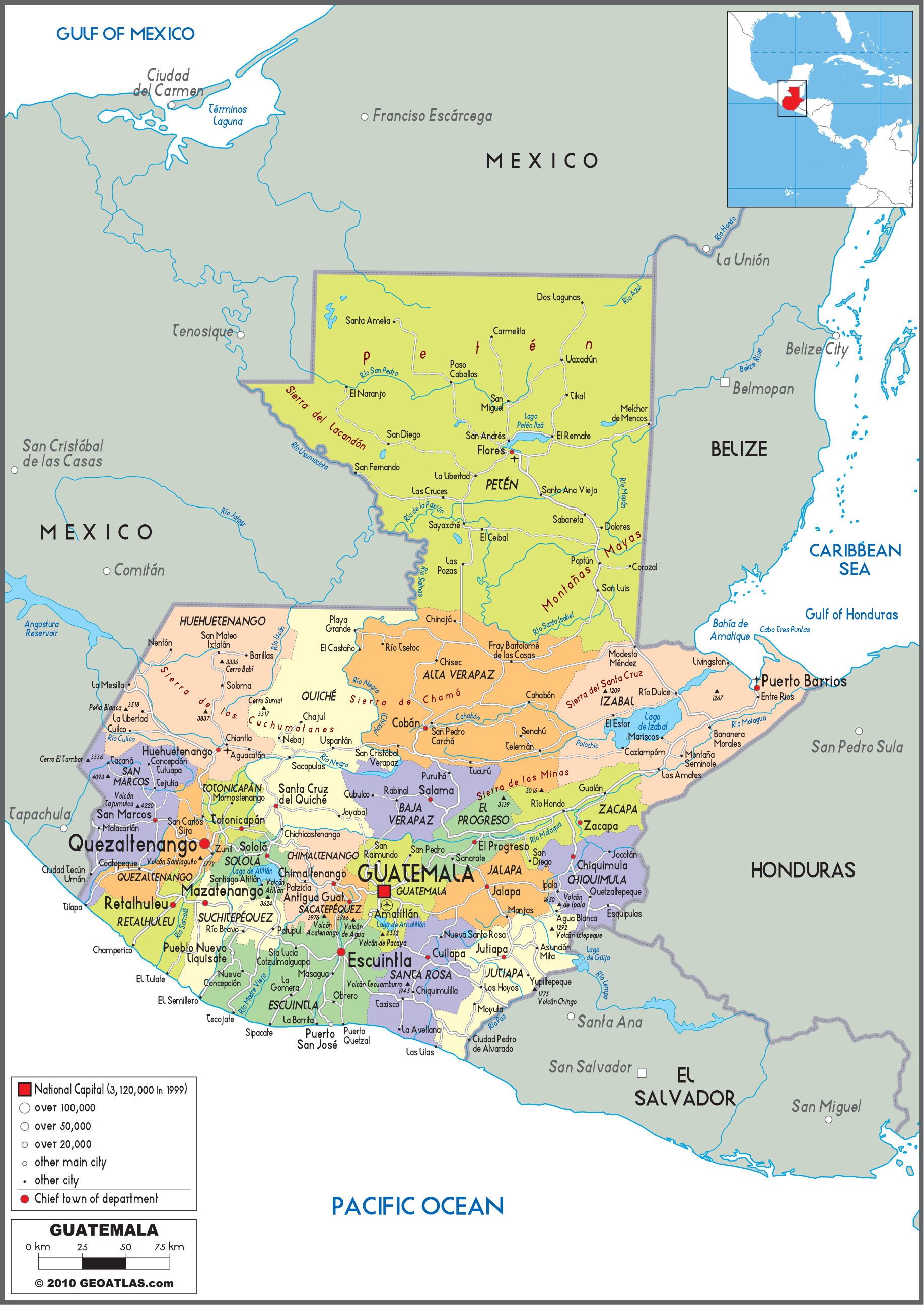 Guatemala Political Wall Map by GraphiOgre - MapSales