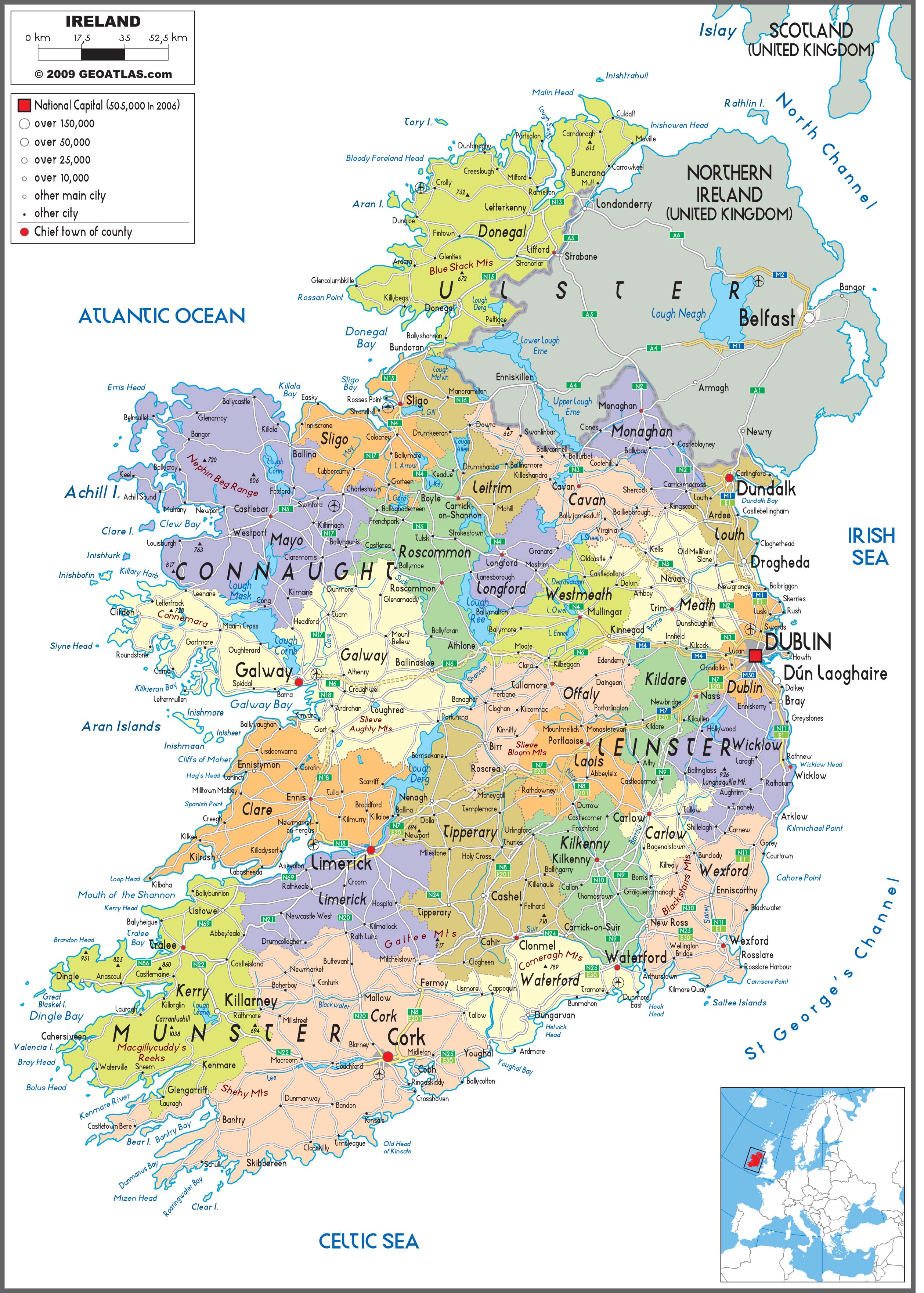 Ireland Political Wall Map by GraphiOgre MapSales