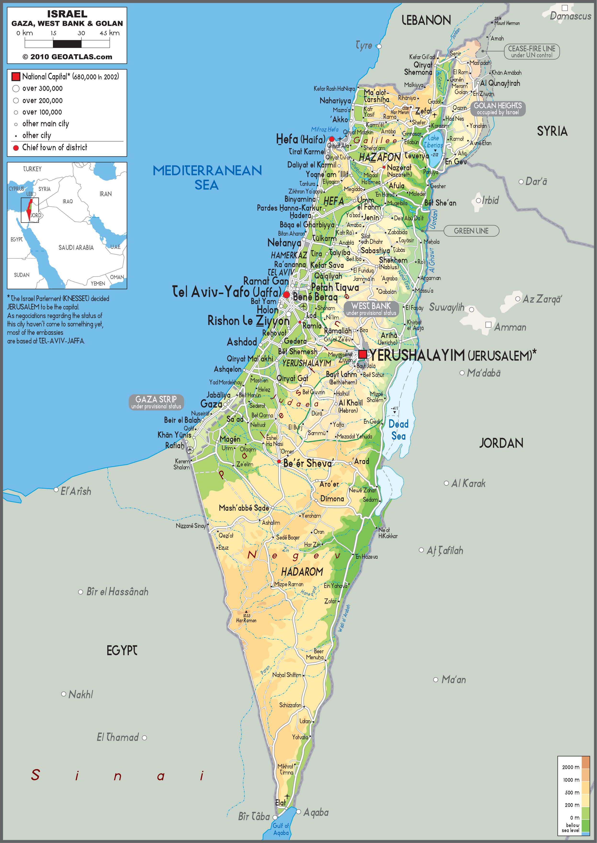 Israel Physical Wall Map by GraphiOgre - MapSales