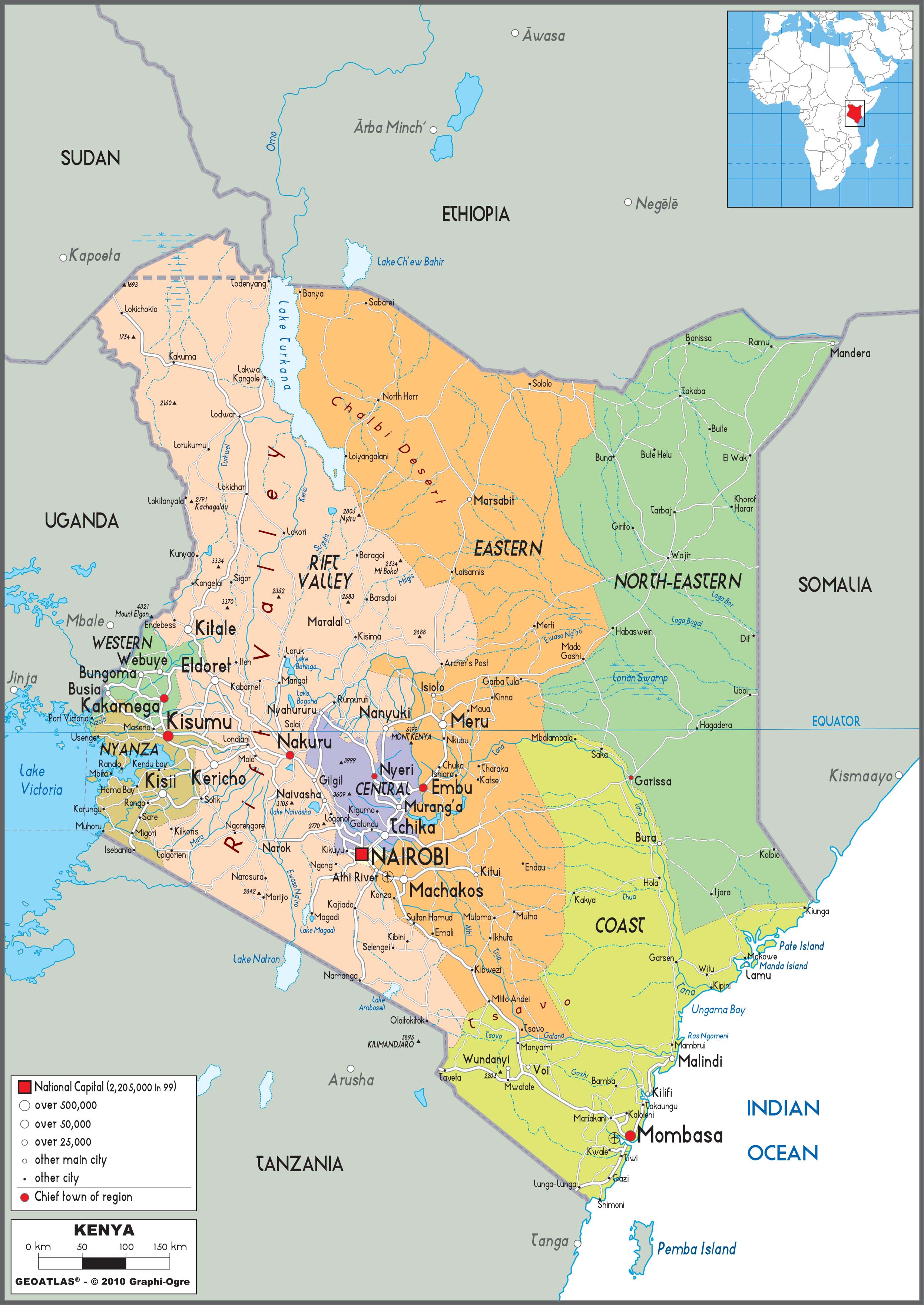 Kenya Political Wall Map by GraphiOgre - MapSales