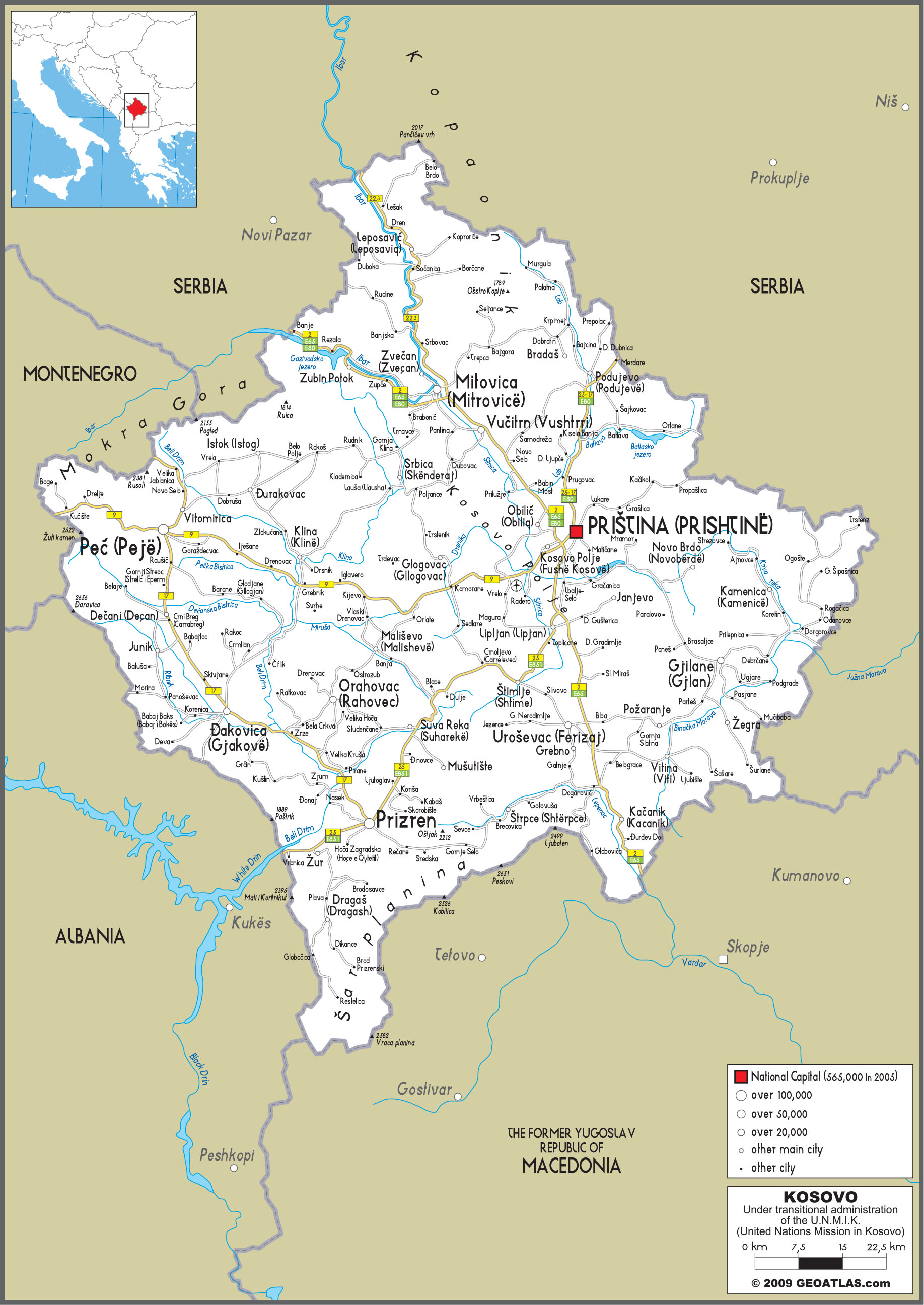 Kosovo Road Wall Map by GraphiOgre