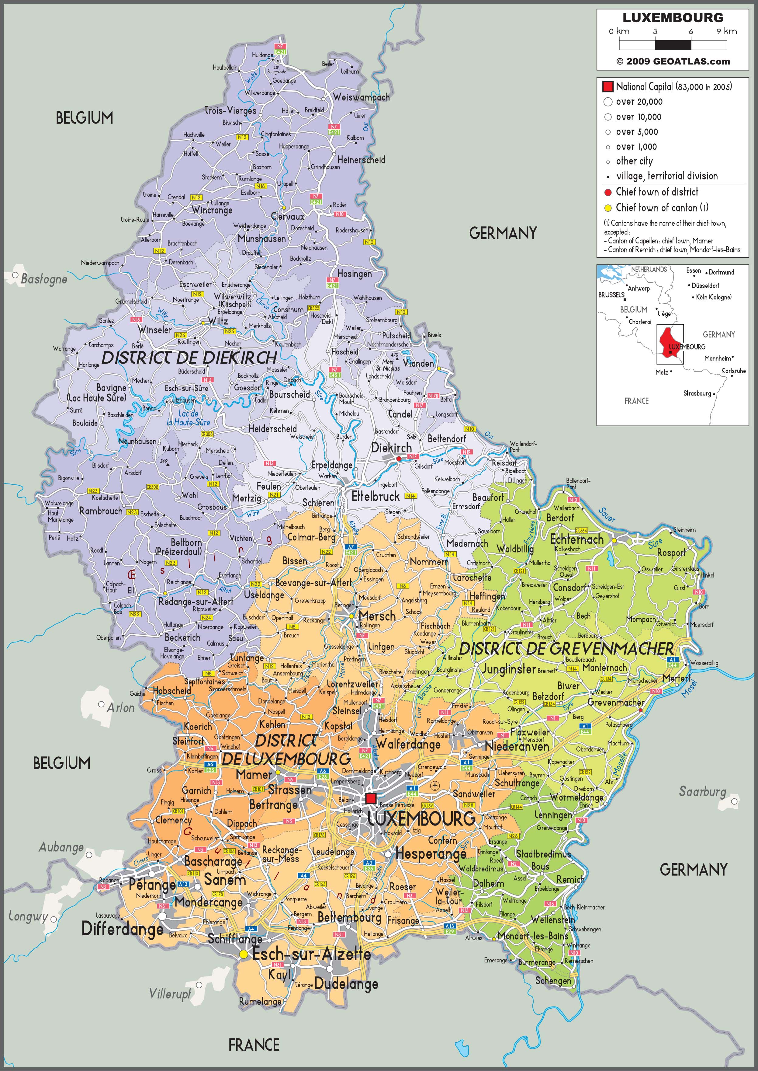 Luxembourg Political Wall Map by GraphiOgre MapSales