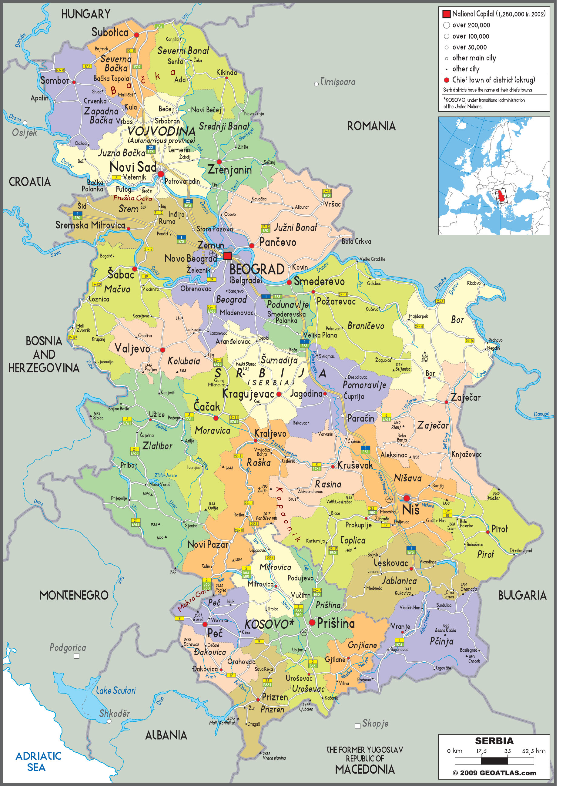 Serbia Political Wall Map by GraphiOgre MapSales