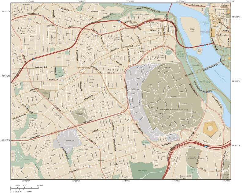 Arlington Virginia Central Wall Map by Map Resources