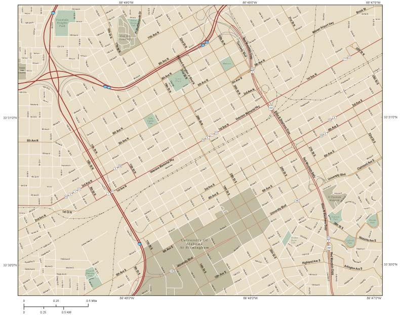 Birmingham Downtown Wall Map by Map Resources - MapSales