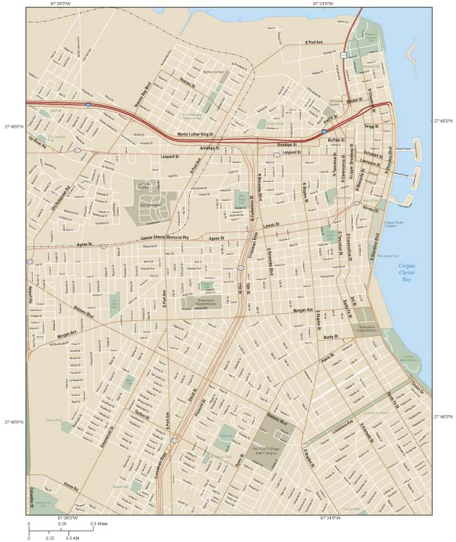 Corpus Christi Downtown Wall Map by Map Resources - MapSales