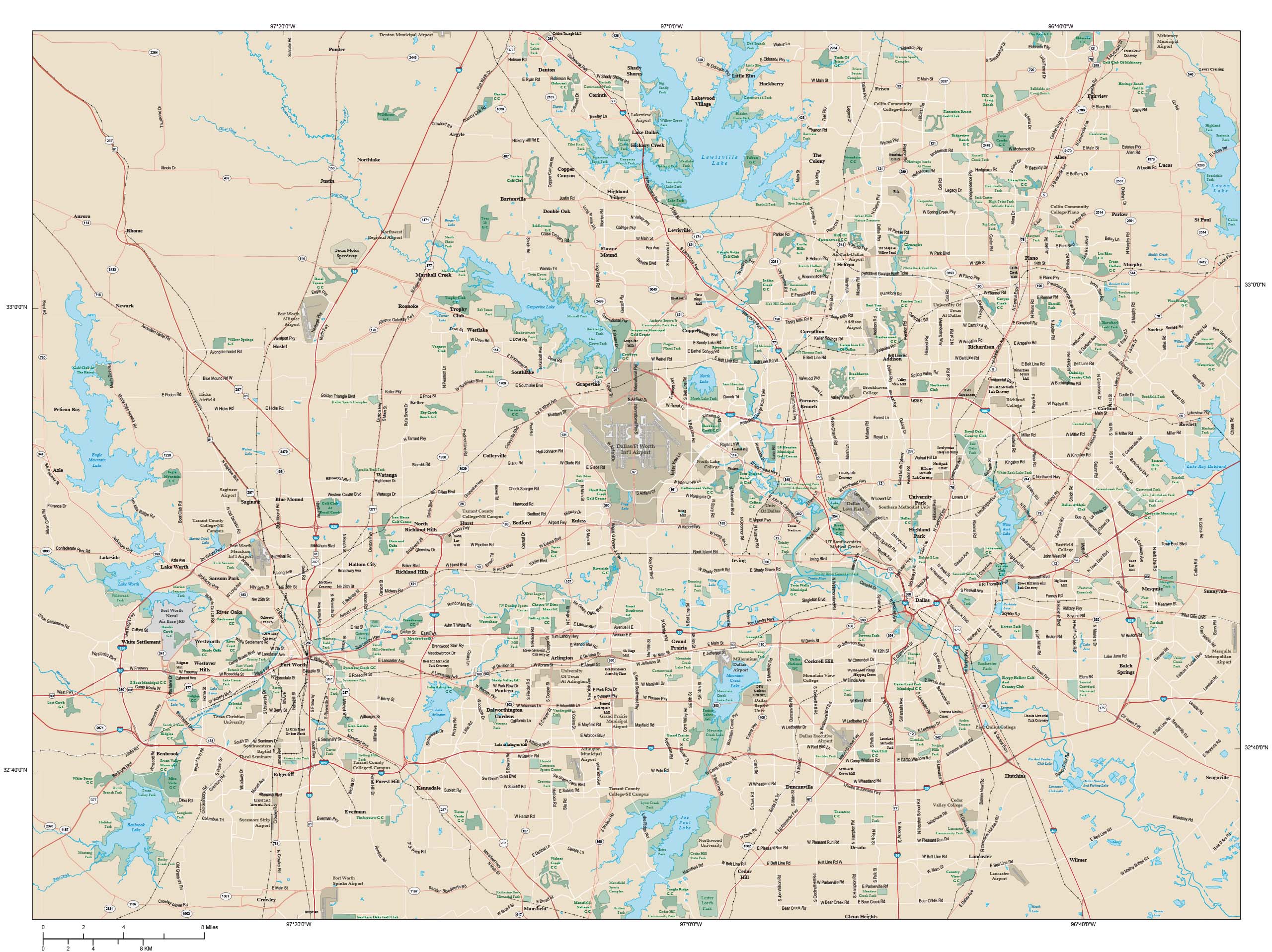 Dallas / Fort Worth Metro Area Wall Map by Map Resources - MapSales