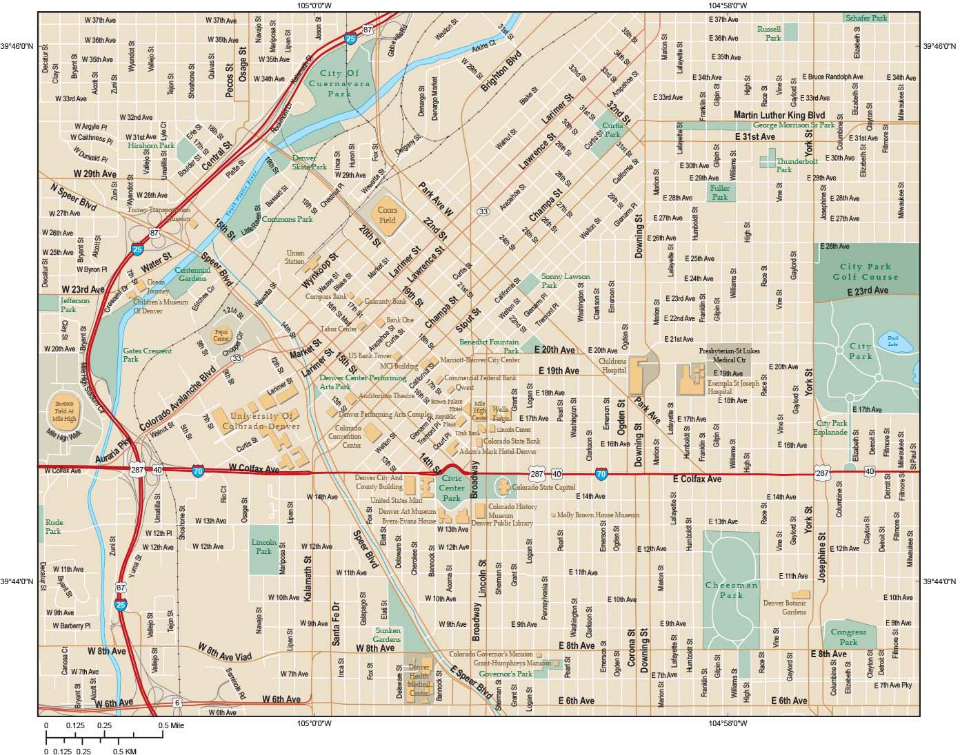 Denver Downtown Wall Map By Map Resources Mapsales vrogue.co