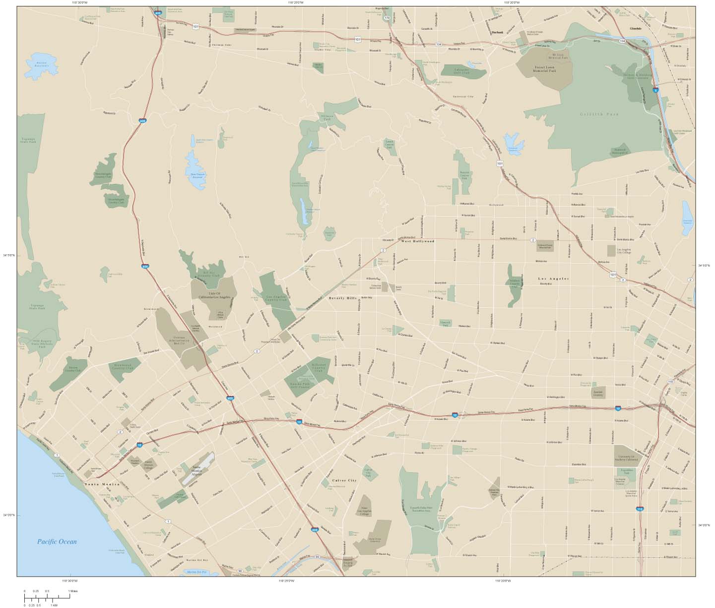 Los Angeles Metro Area North Wall Map by Map Resources - MapSales