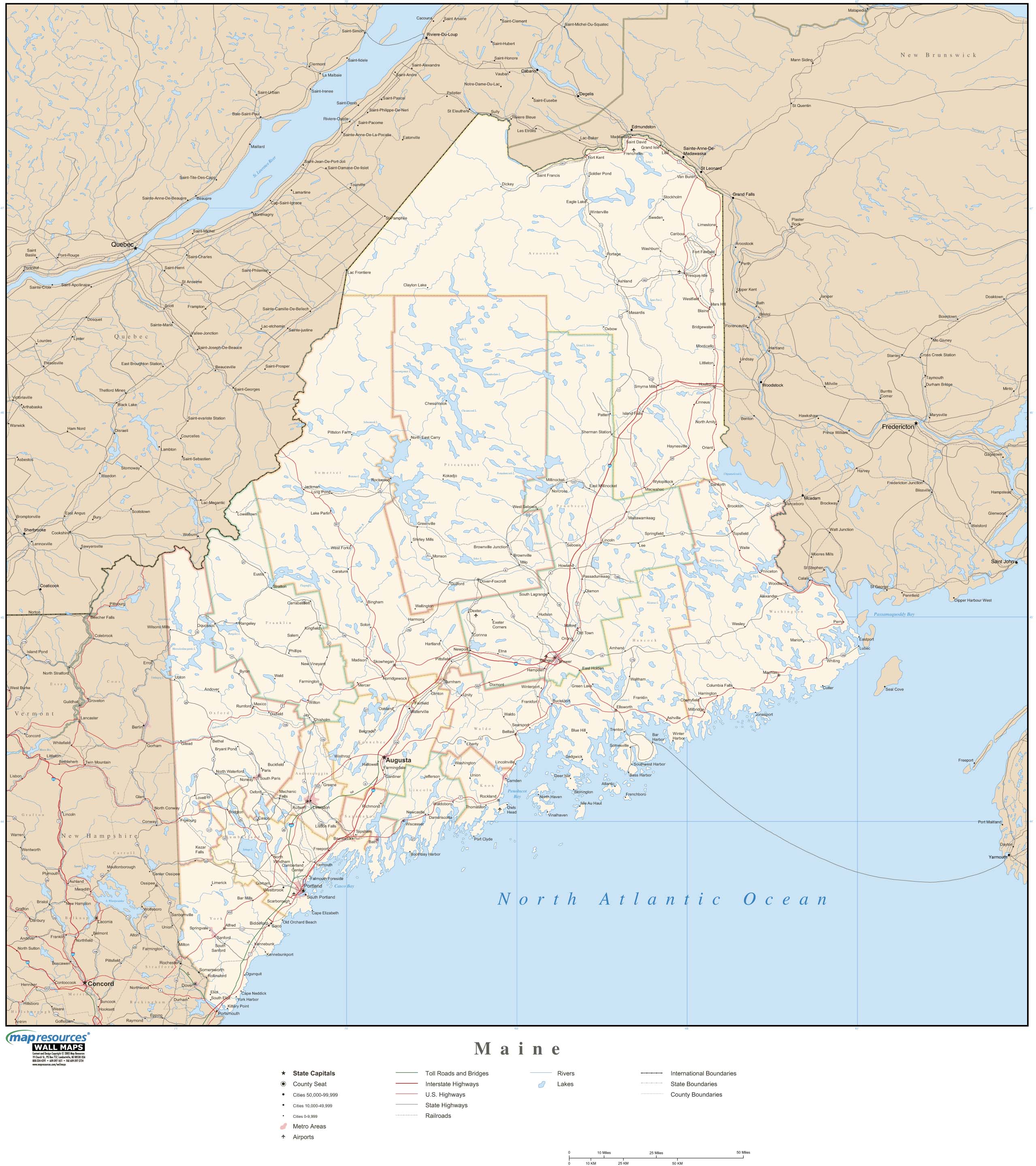 Large Detailed Roads And Highways Map Of Maine State With National
