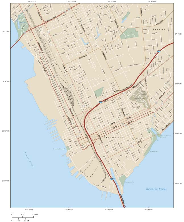 Newport News Wall Map by Map Resources MapSales