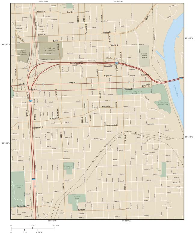 Omaha Downtown Wall Map by Map Resources - MapSales