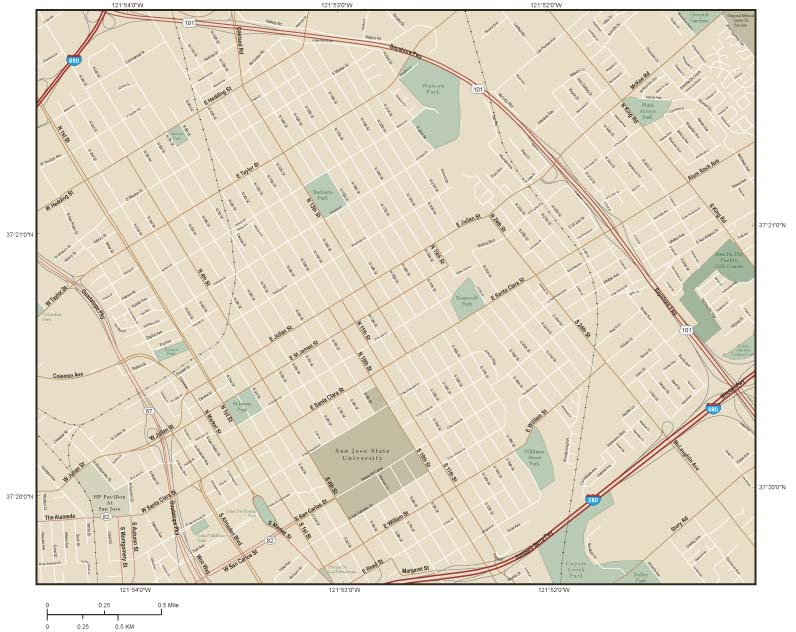 San Jose Downtown Wall Map by Map Resources - MapSales