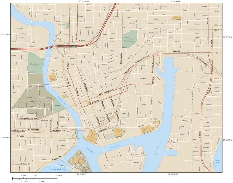 Tampa Downtown Wall Map by Map Resources MapSales