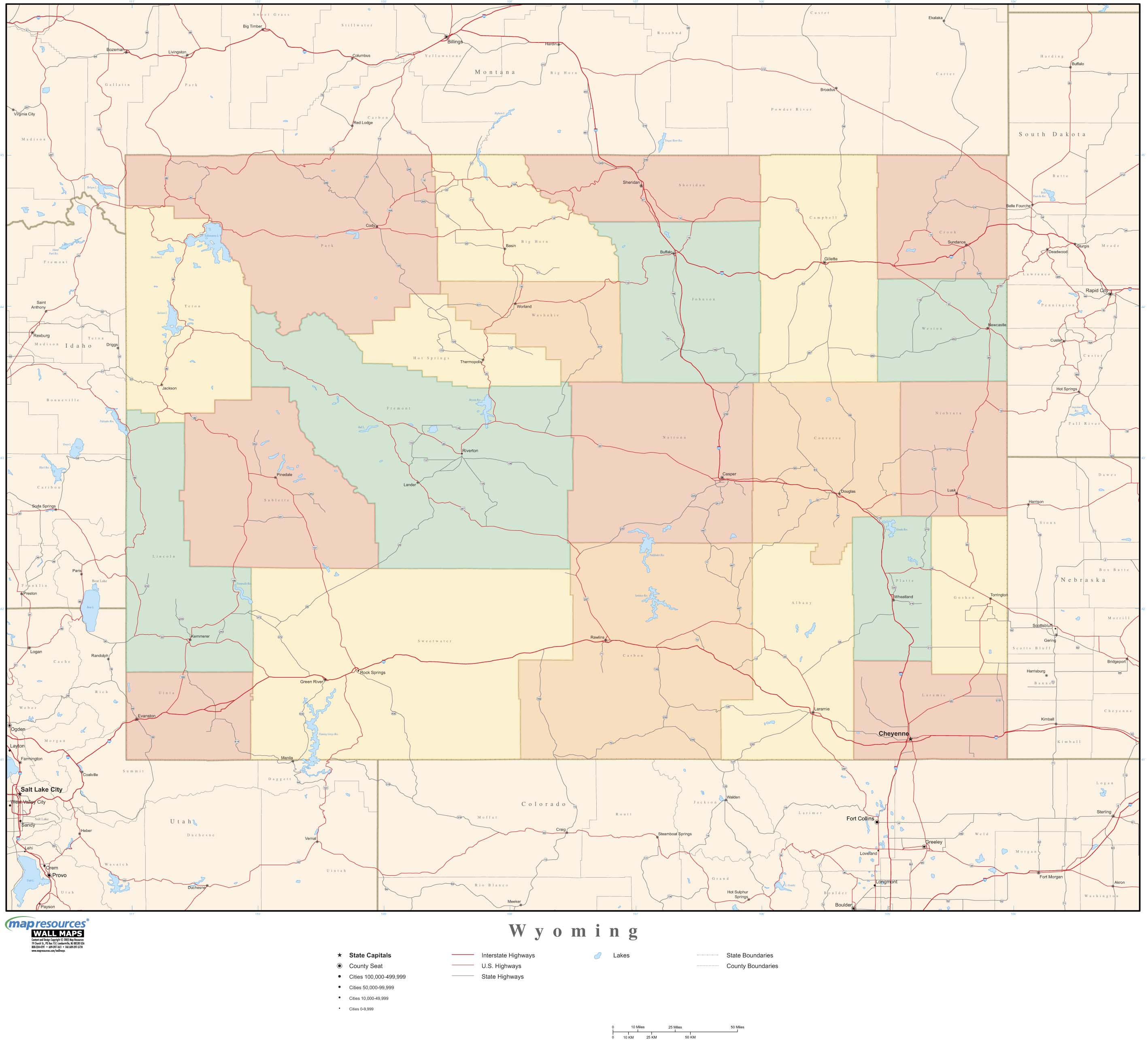 Wyoming Map With Cities And Counties Map