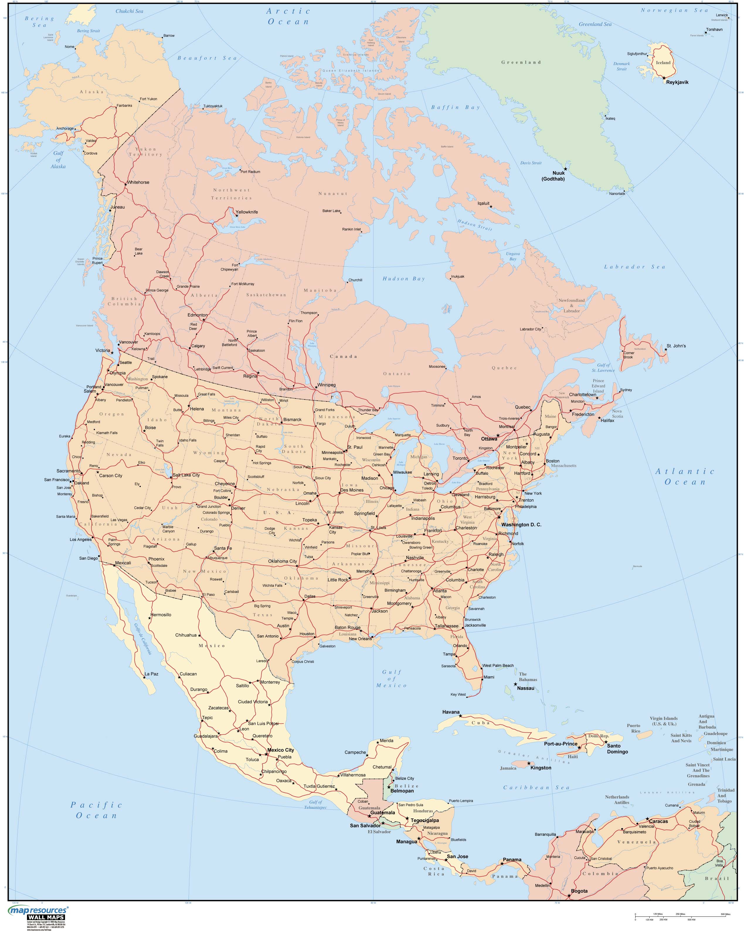 North America Wall Map by Map Resources - MapSales