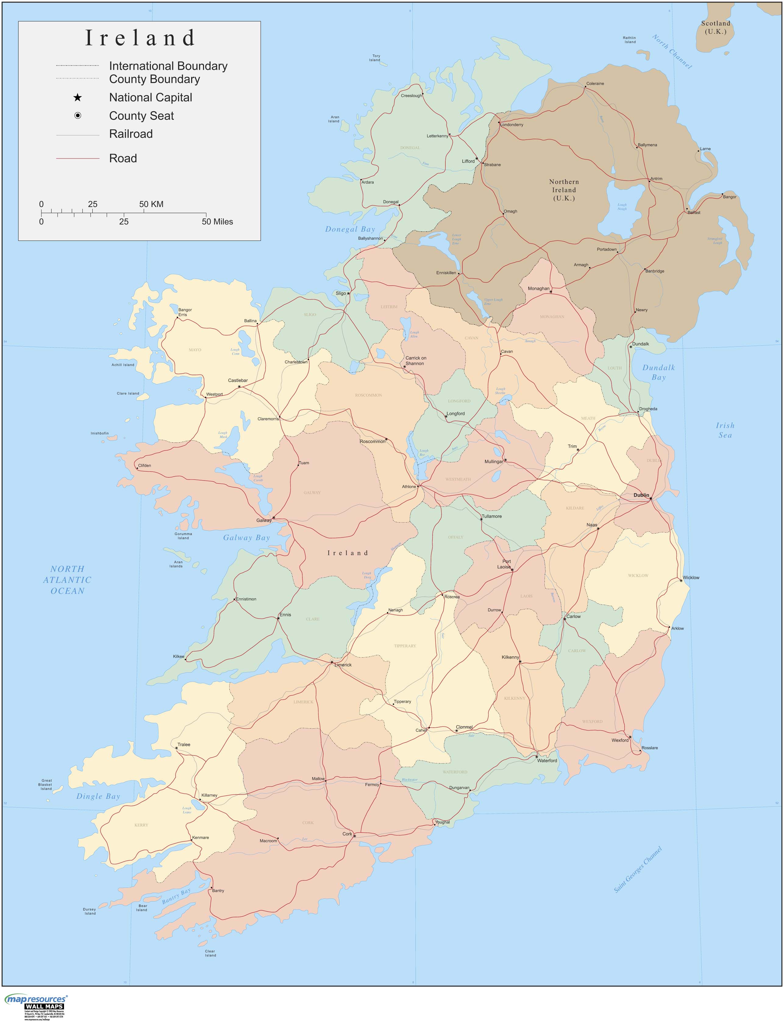 Ireland Wall Map by Map Resources MapSales