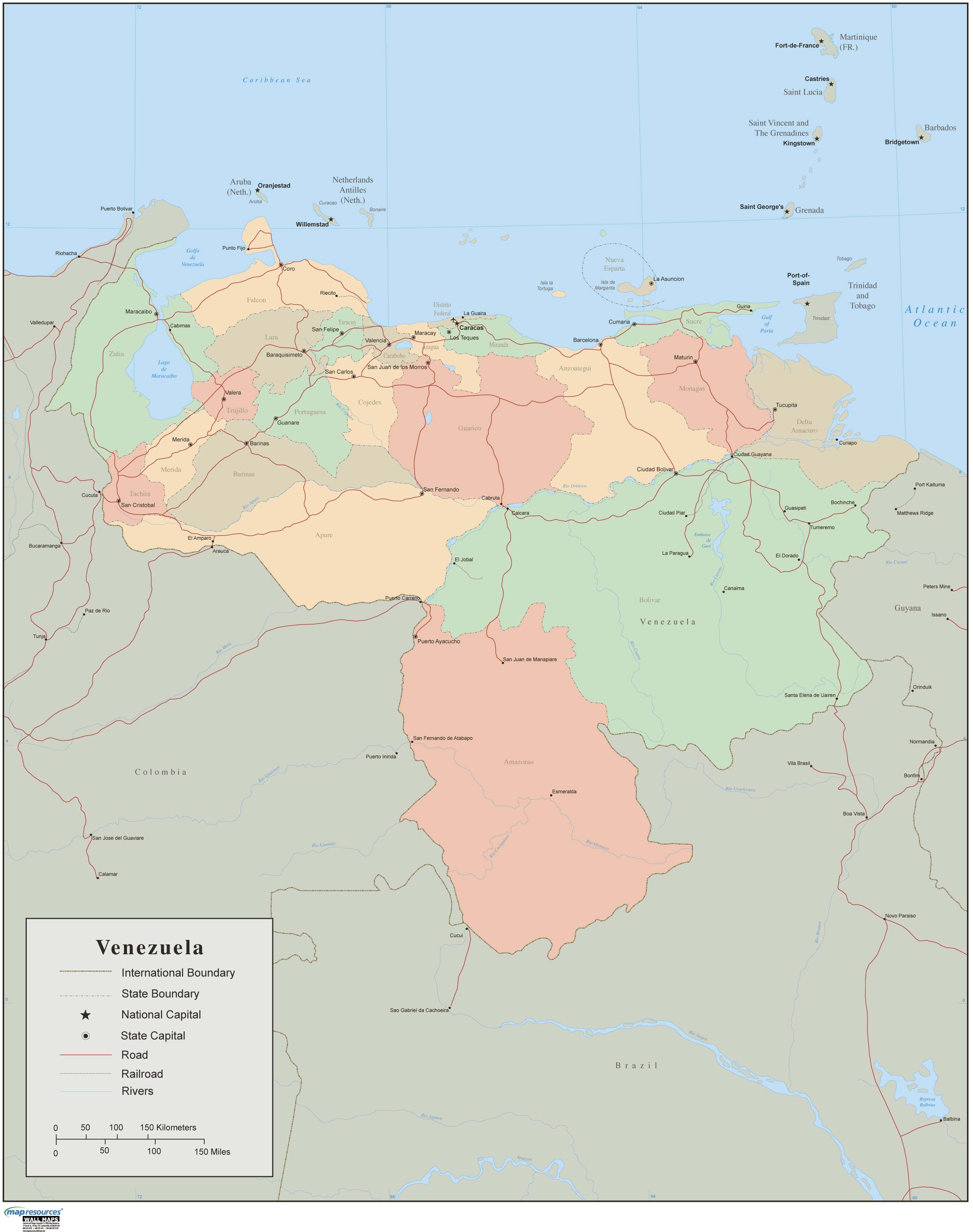 Venezuela Wall Map by Map Resources - MapSales