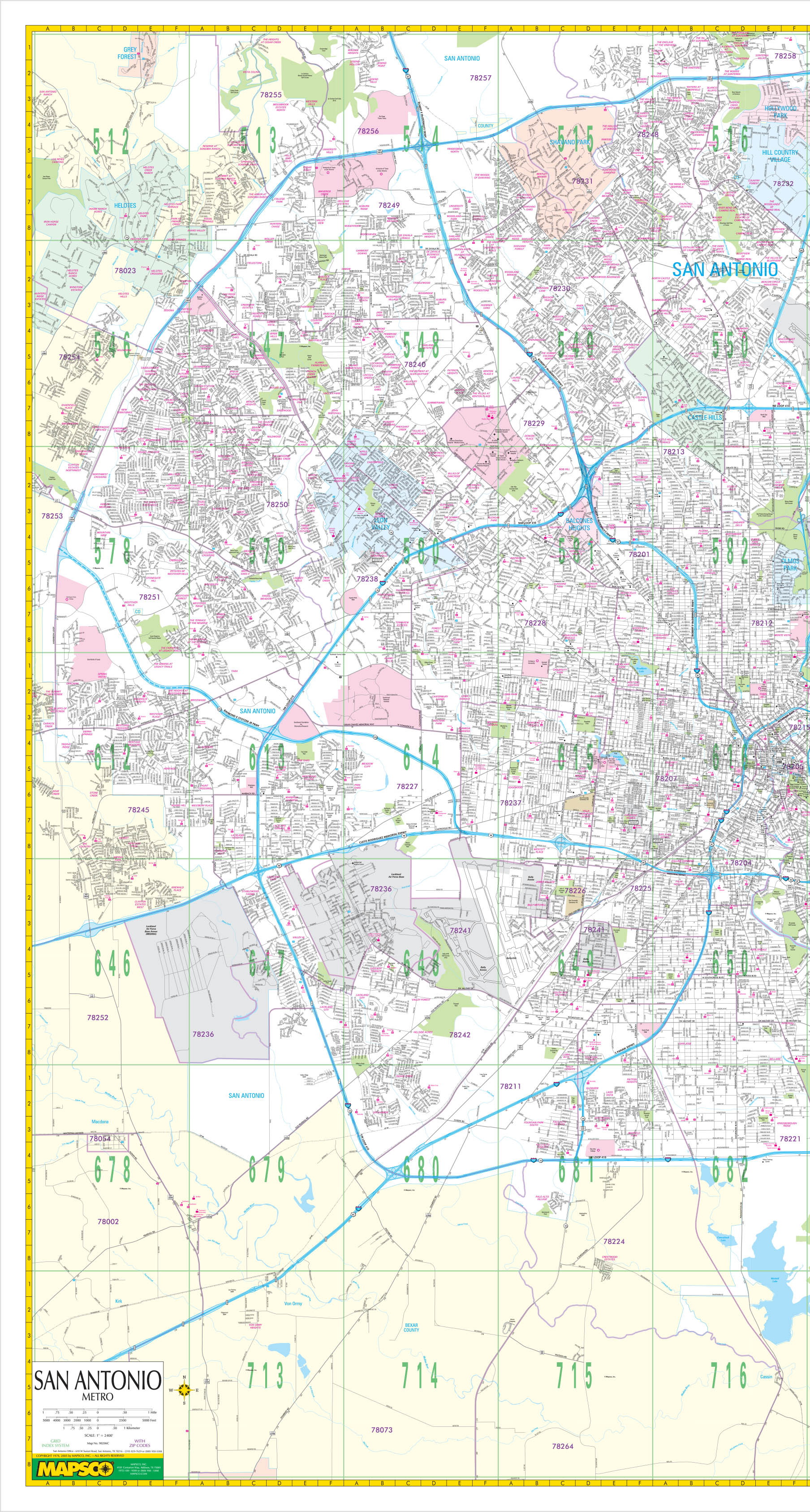 West San Antonio, TX Wall Map by Mapsco MapSales