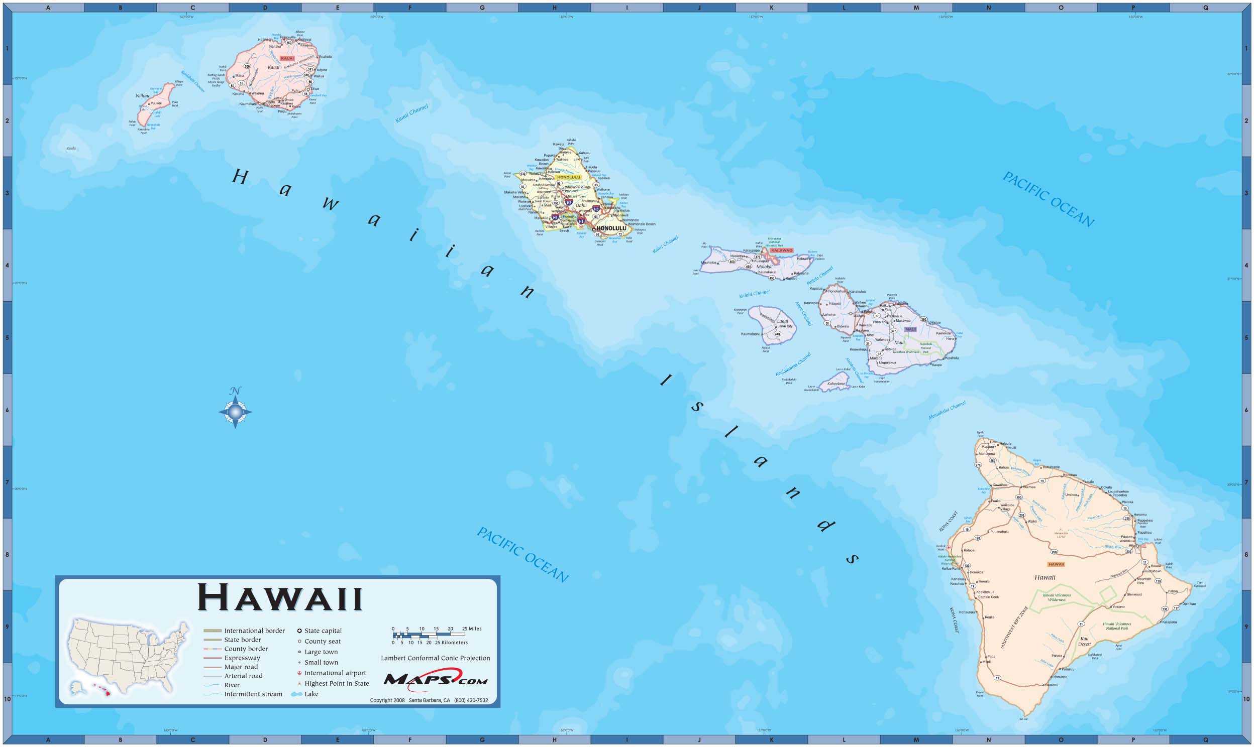 Hawaii Counties Wall Map by MapSales