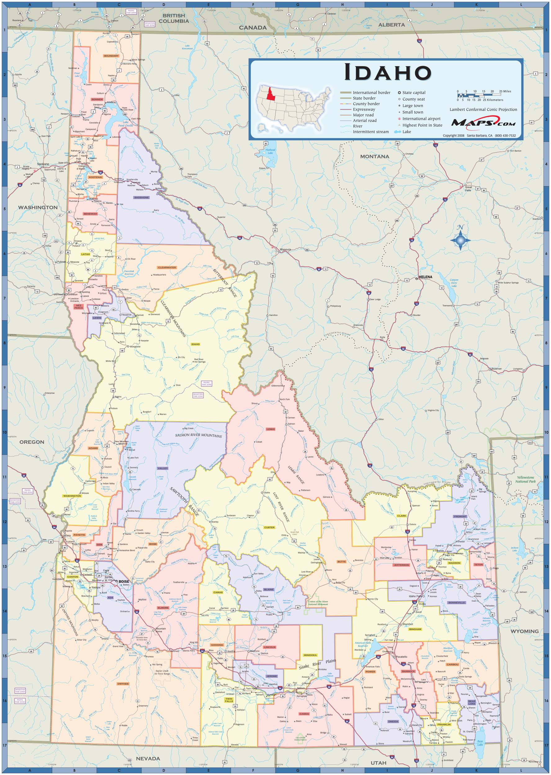 Idaho Counties Wall Map by MapSales