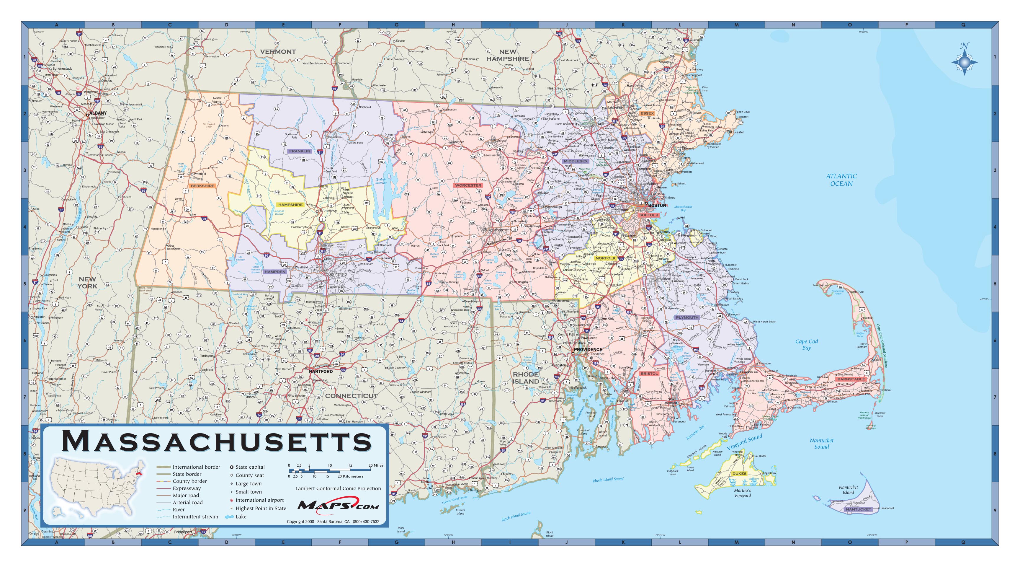 Massachusetts Cities And Towns Map
