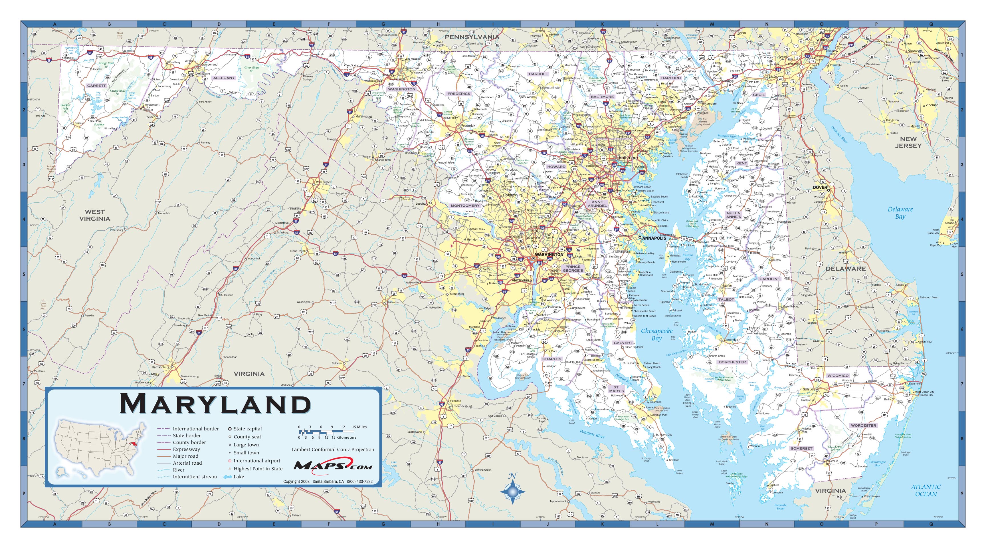 Maryland Wall Map With Roads By Map Resources Mapsales Images and