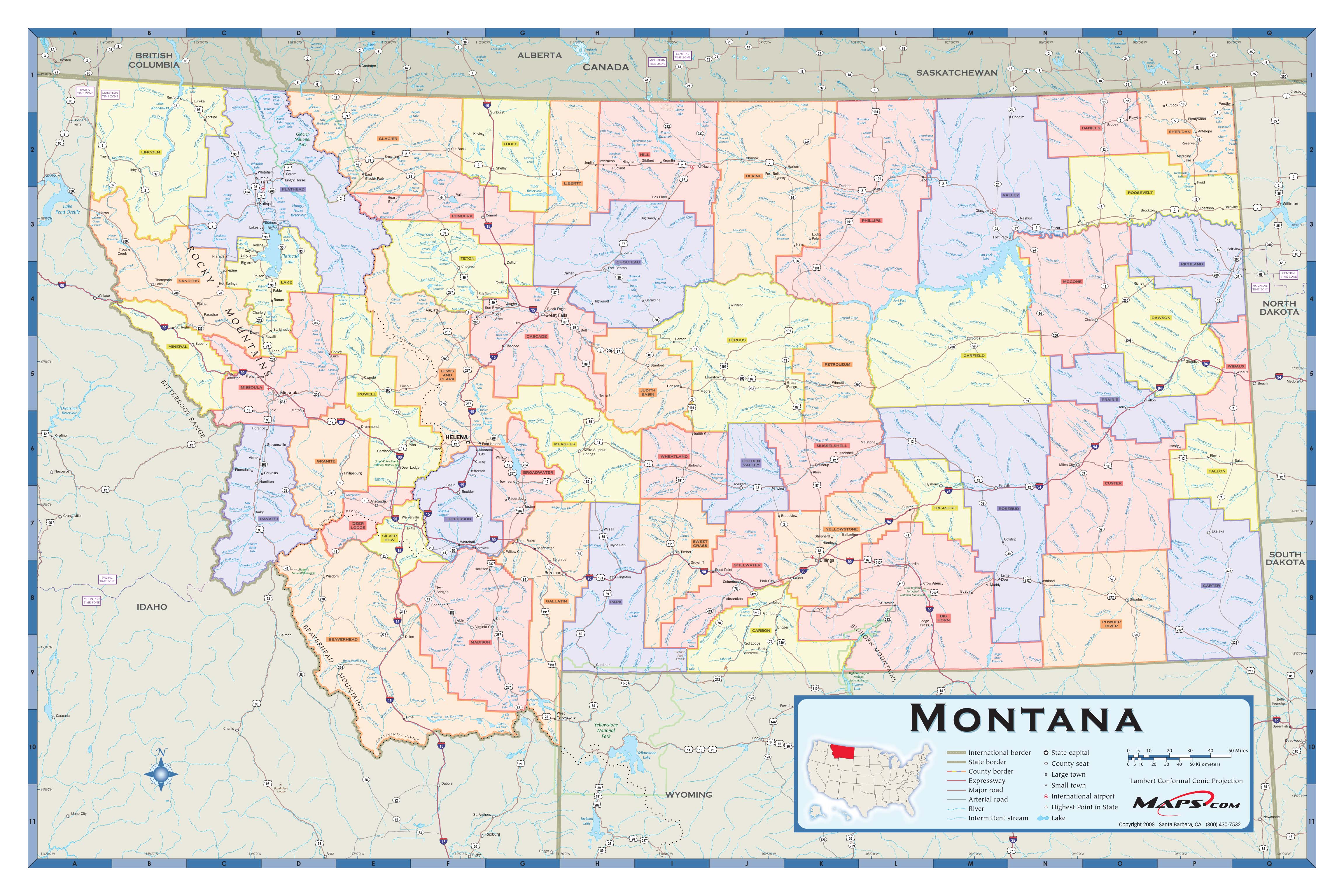Montana Counties Wall Map by MapSales