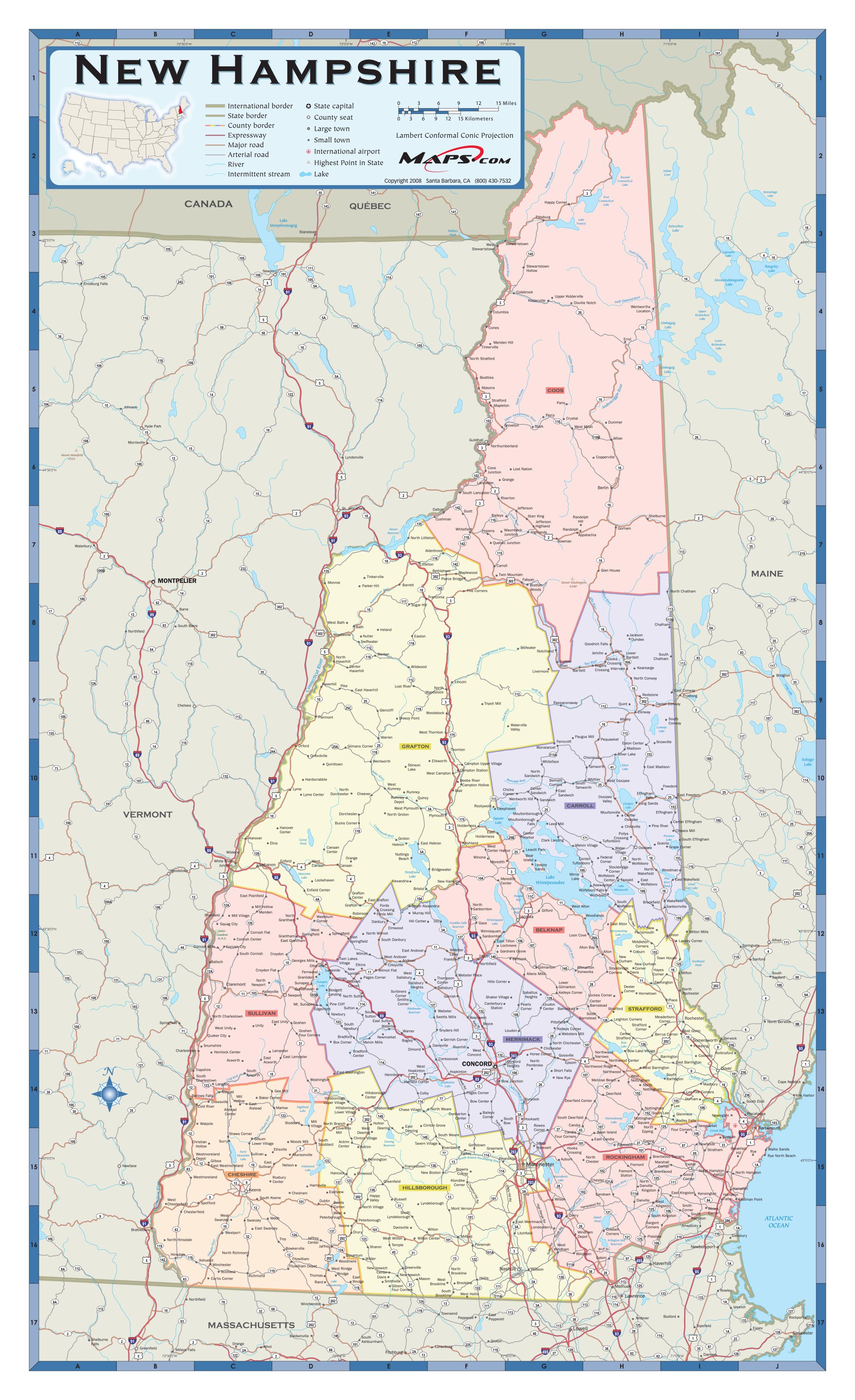 New Hampshire Counties Wall Map by MapSales