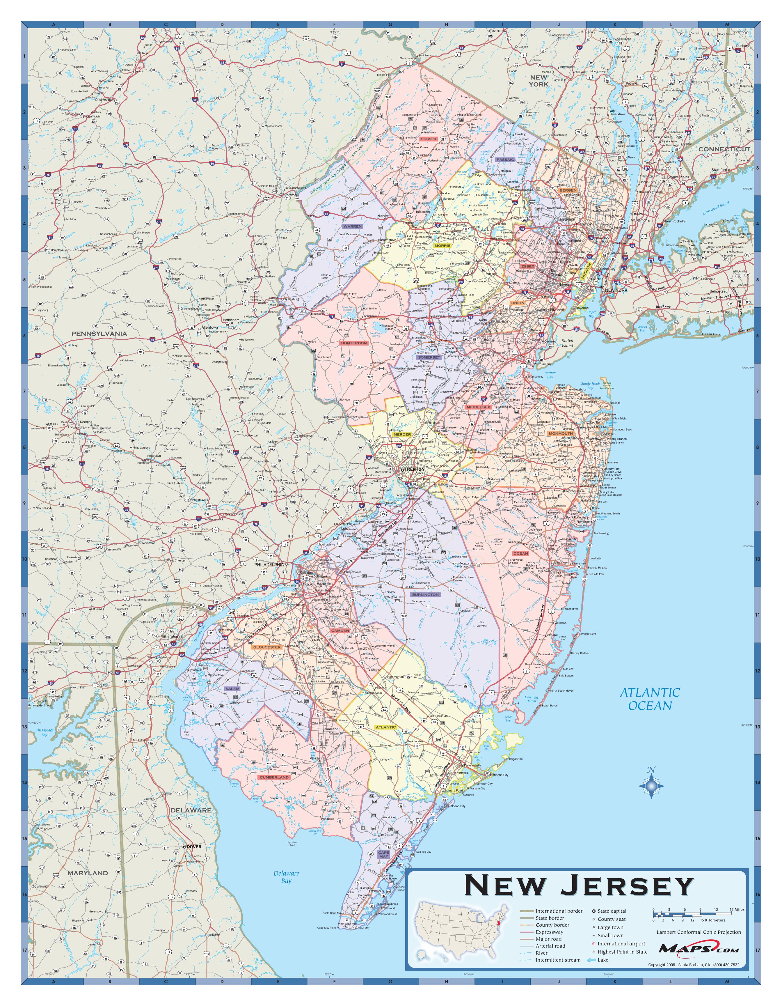 New Jersey Counties Wall Map by MapSales