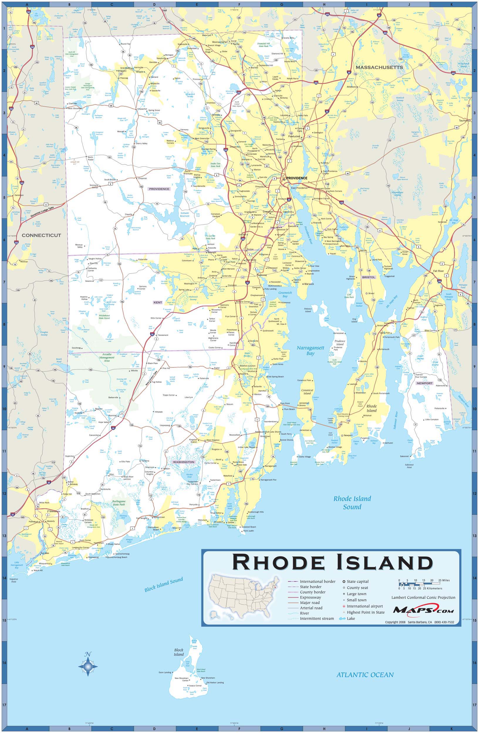 Rhode Island County Highway Wall Map by MapSales