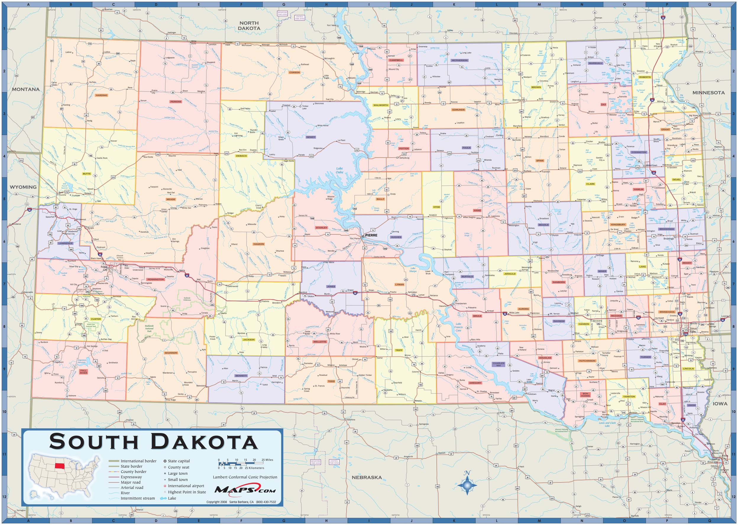 South Dakota County Wall Map | Images and Photos finder
