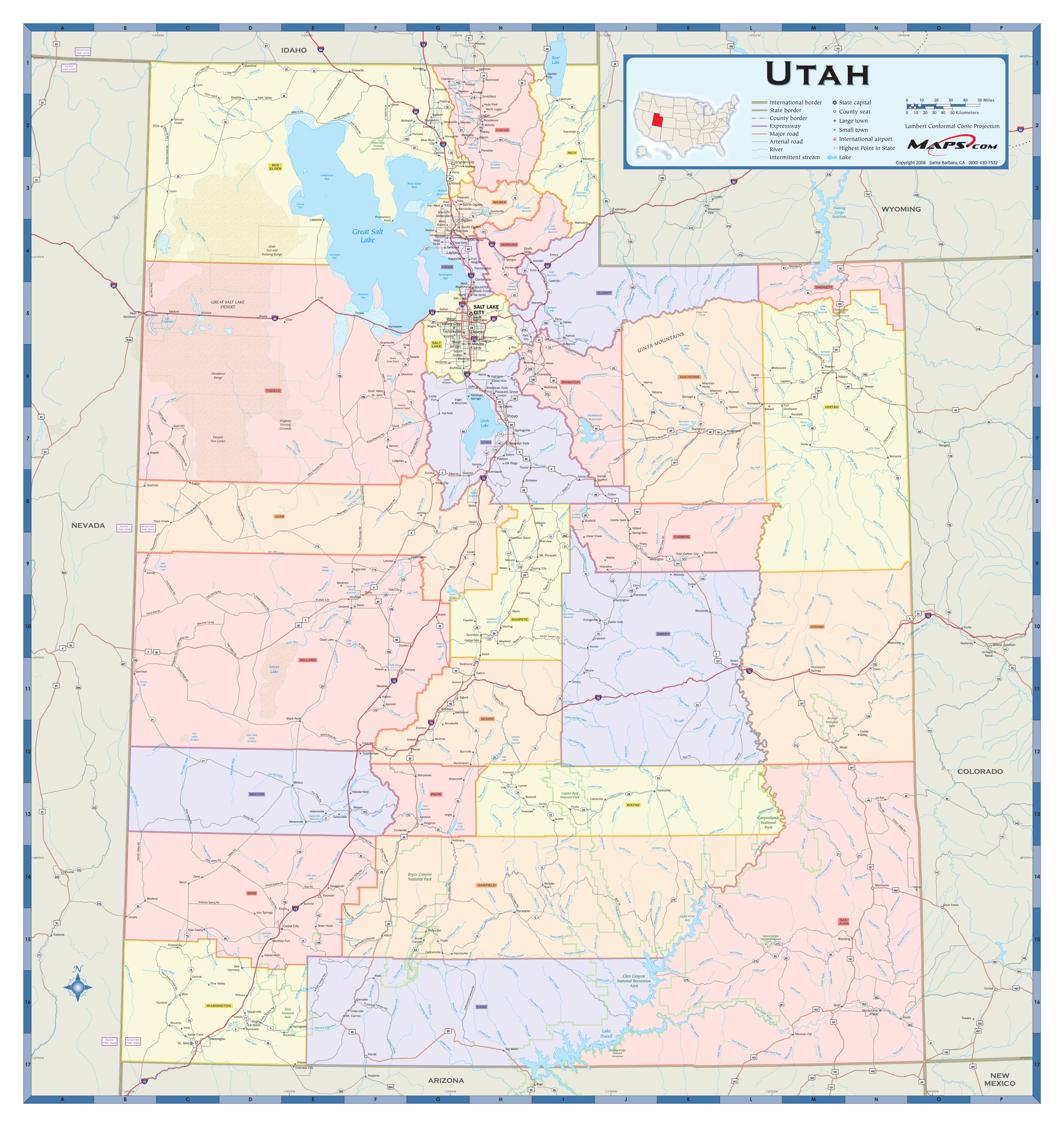 Utah Counties Wall Map by MapSales