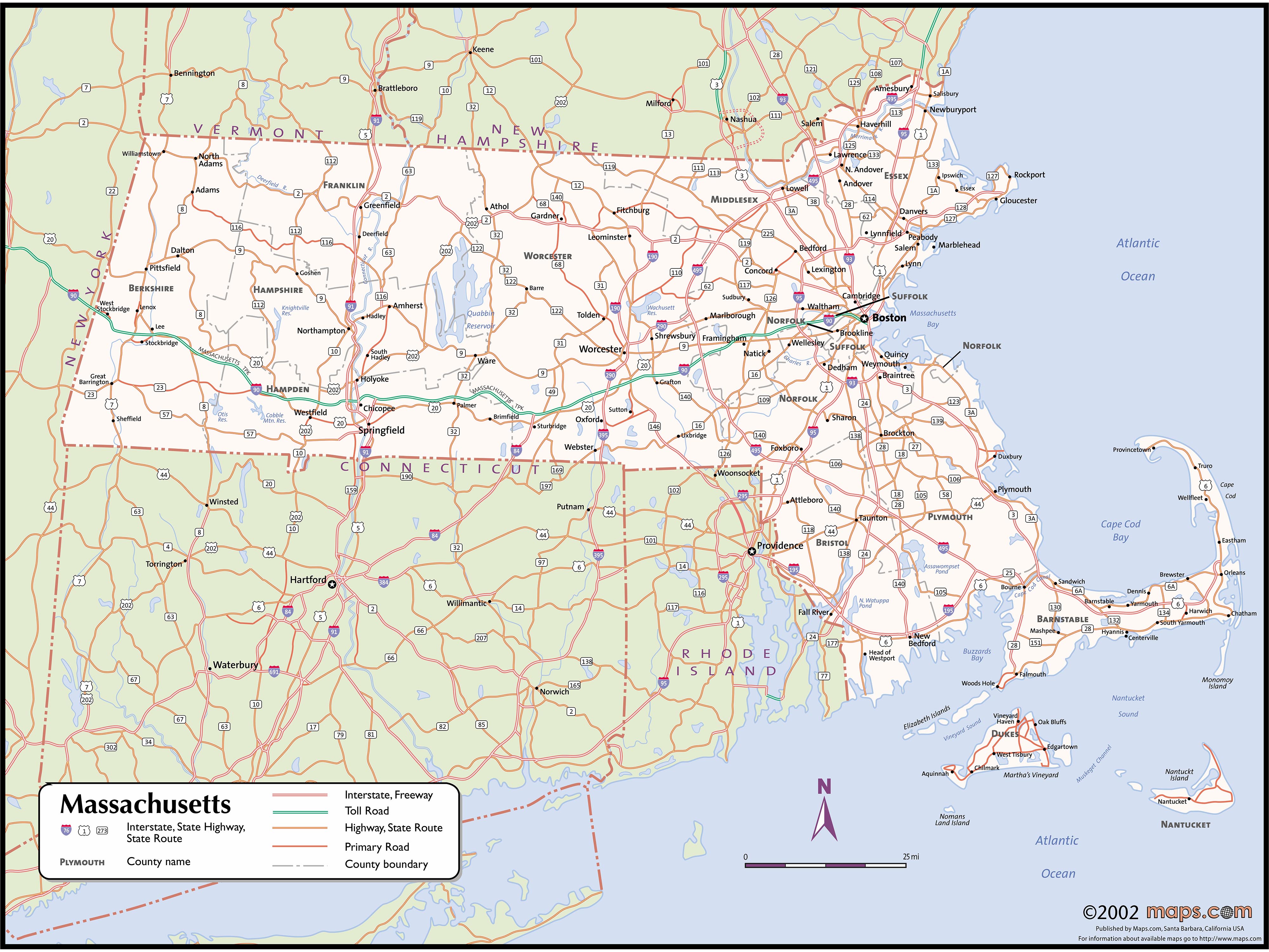 Massachusetts Wall Map With Counties By Mapsales