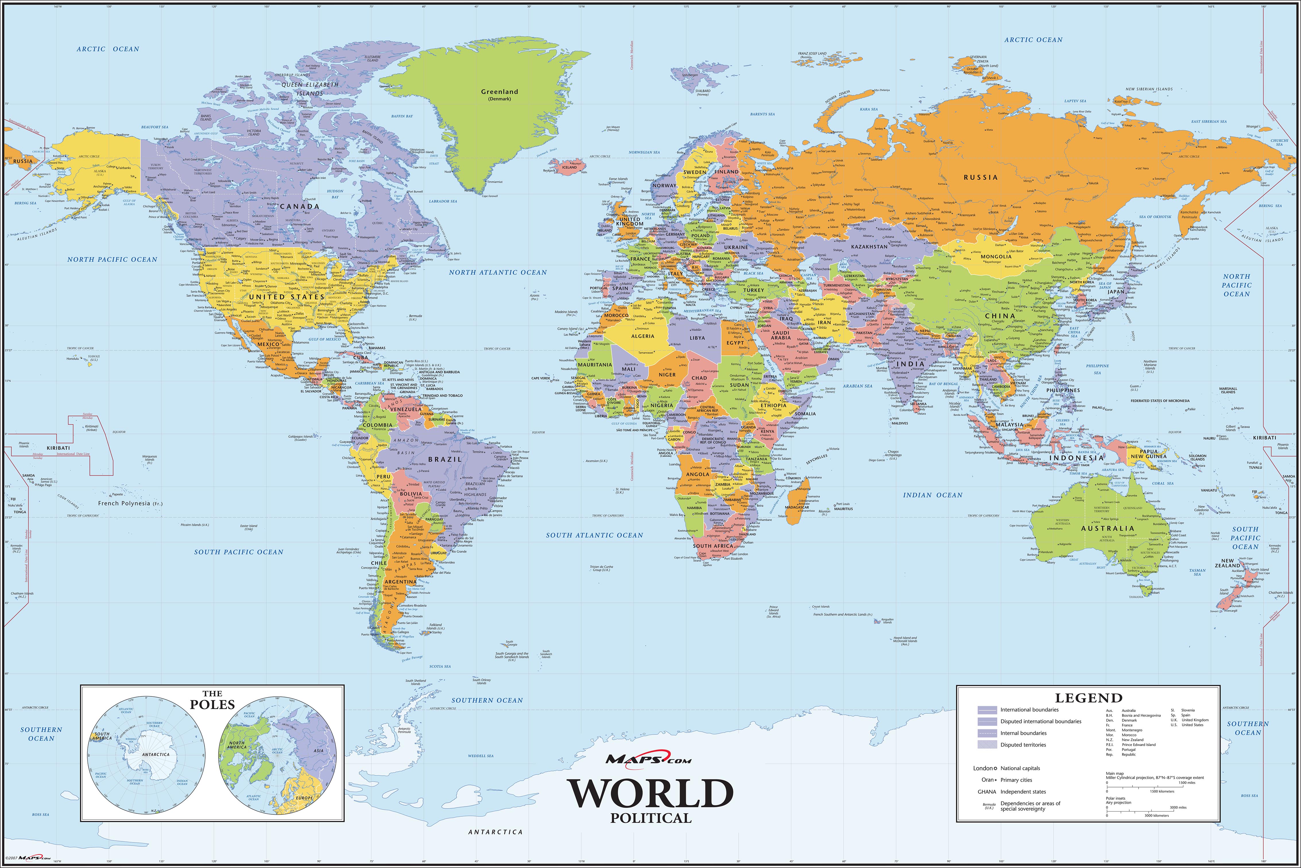 World Map Political Map - United States Map