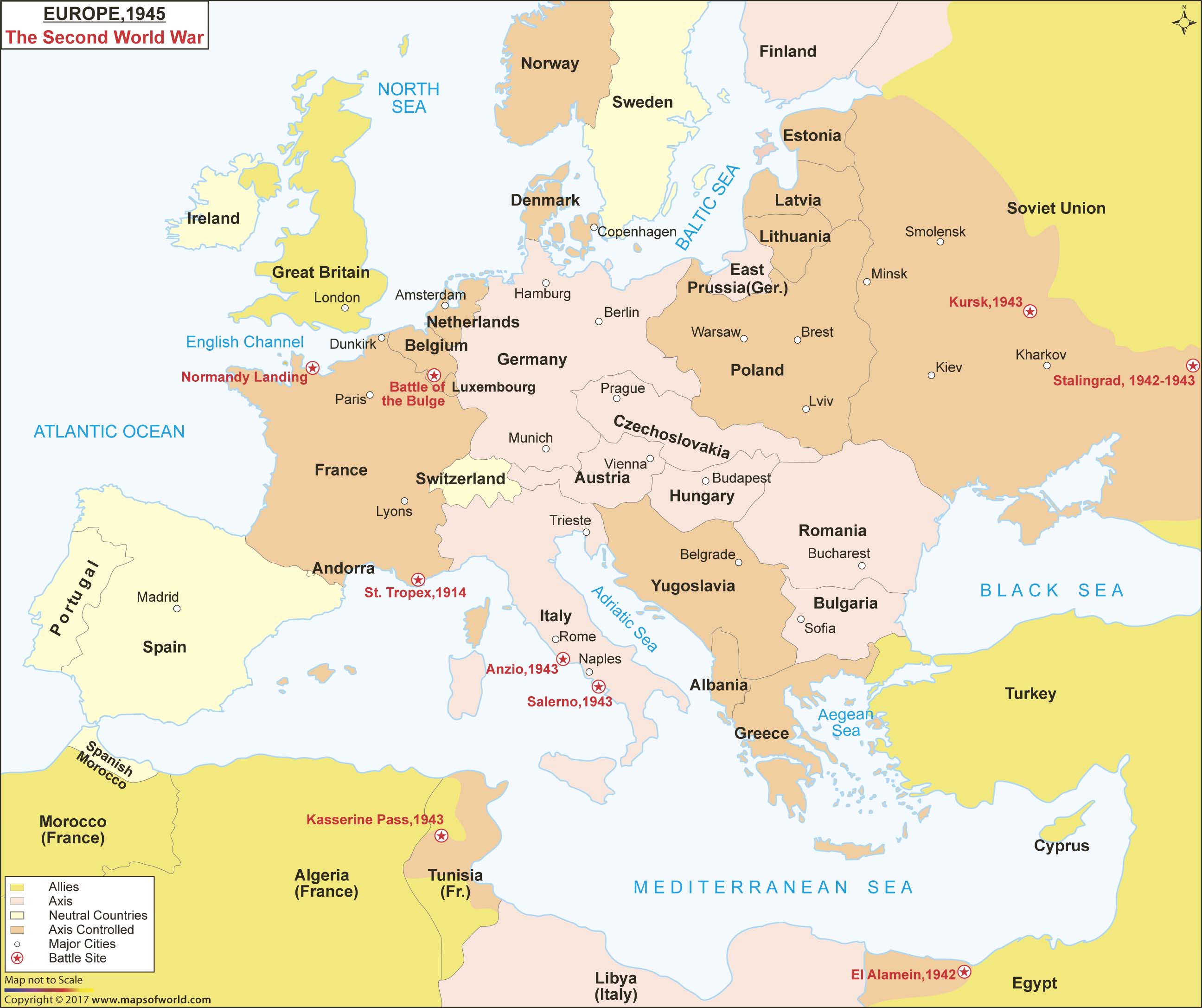 world war 2 map of europe 1945
