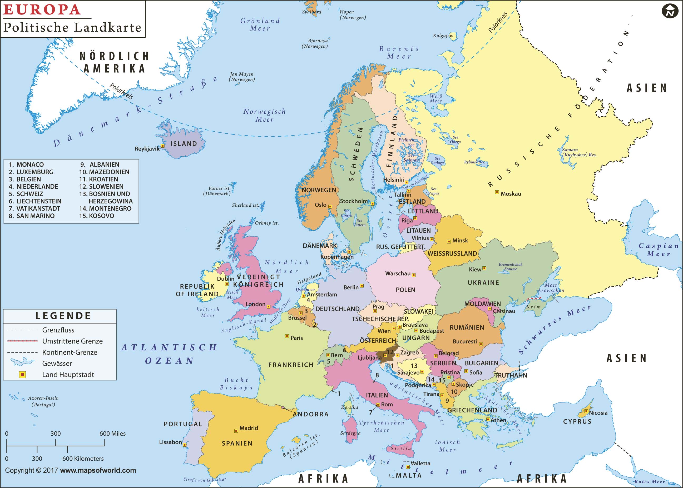 Europe Political in German Wall Map by Maps of World - MapSales