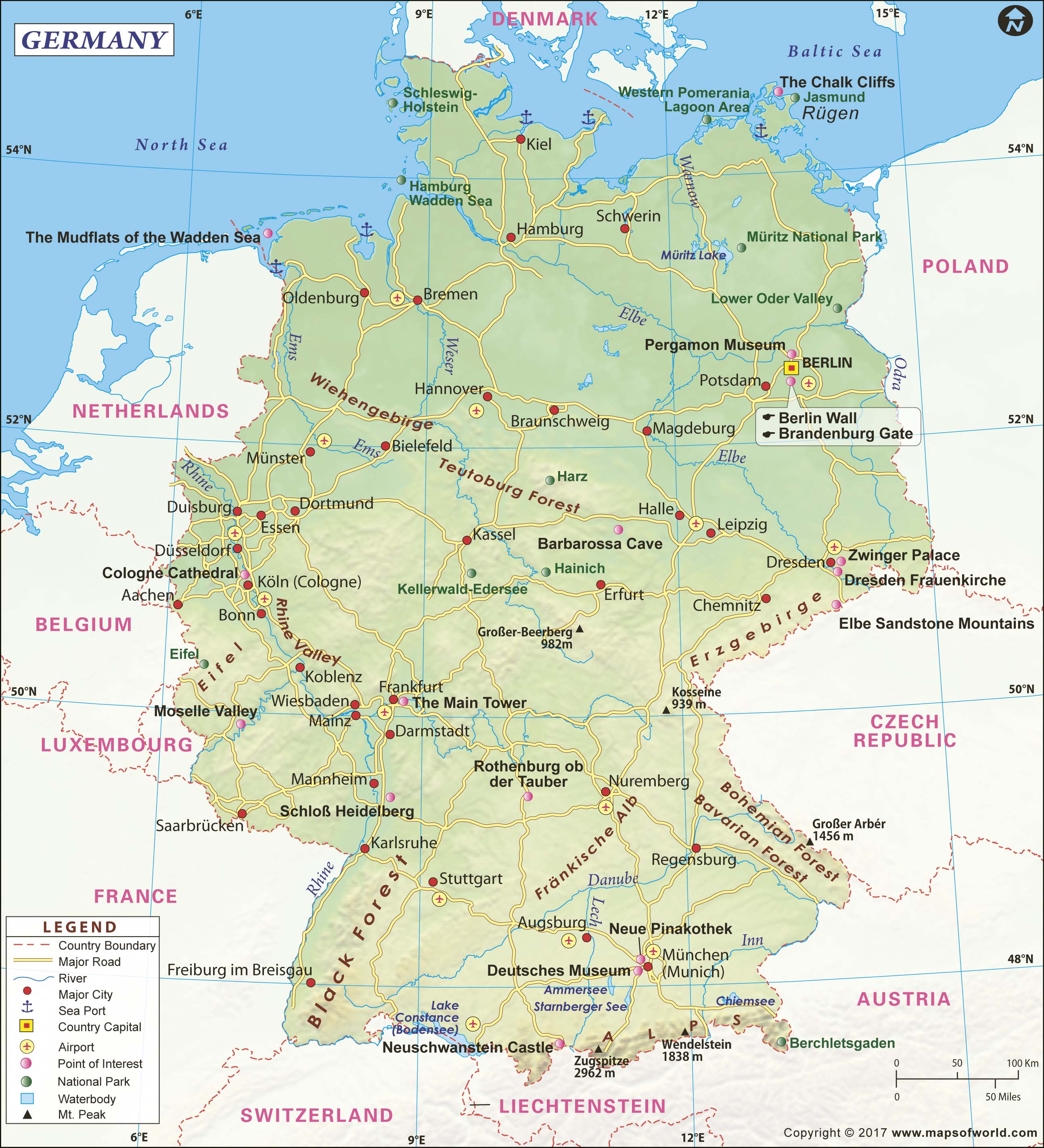 Germany Wall Map by Maps of World - Germany 