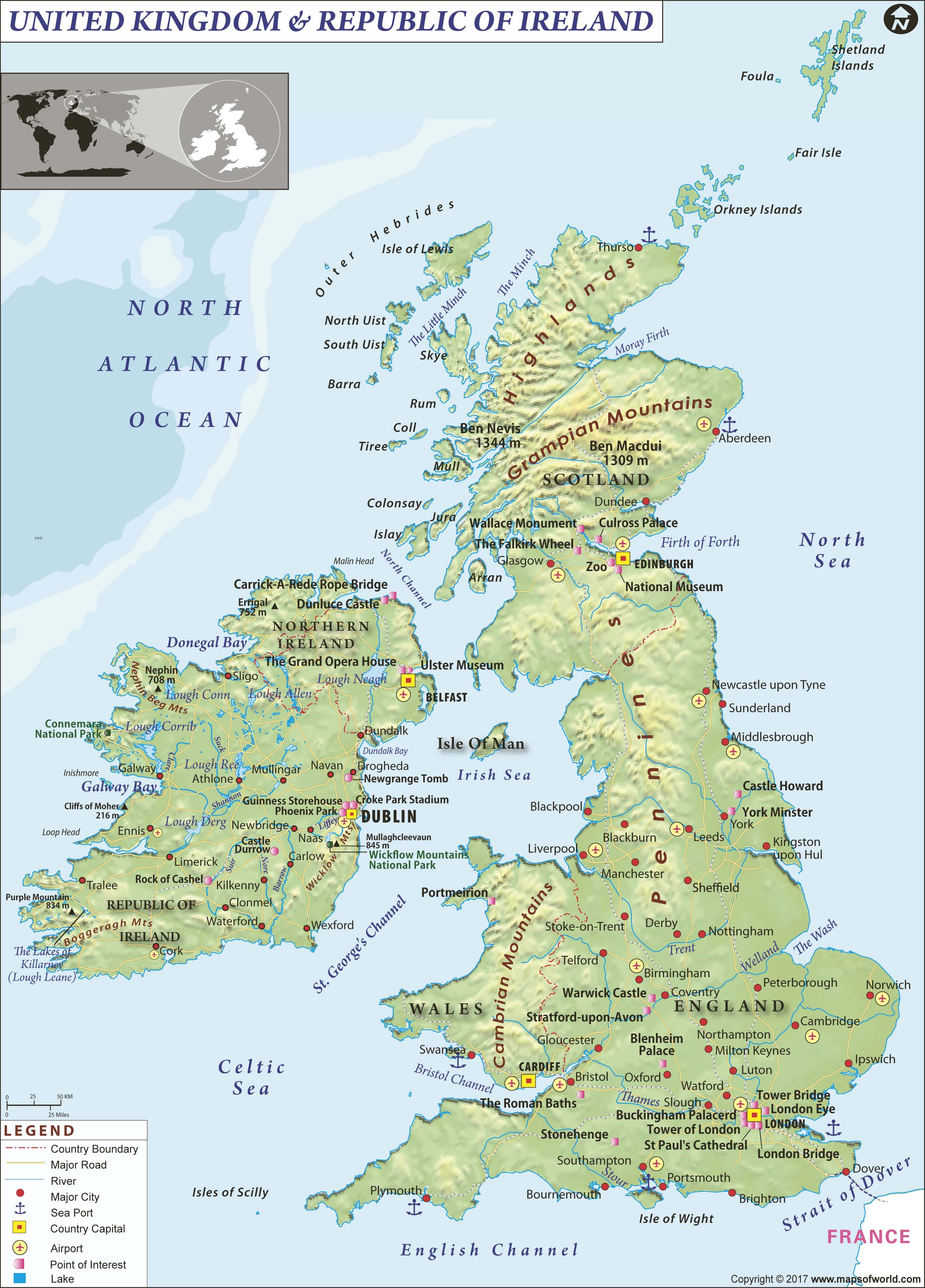 Ireland And UK Wall Map By Maps Of World MapSales Ireland And Uk
