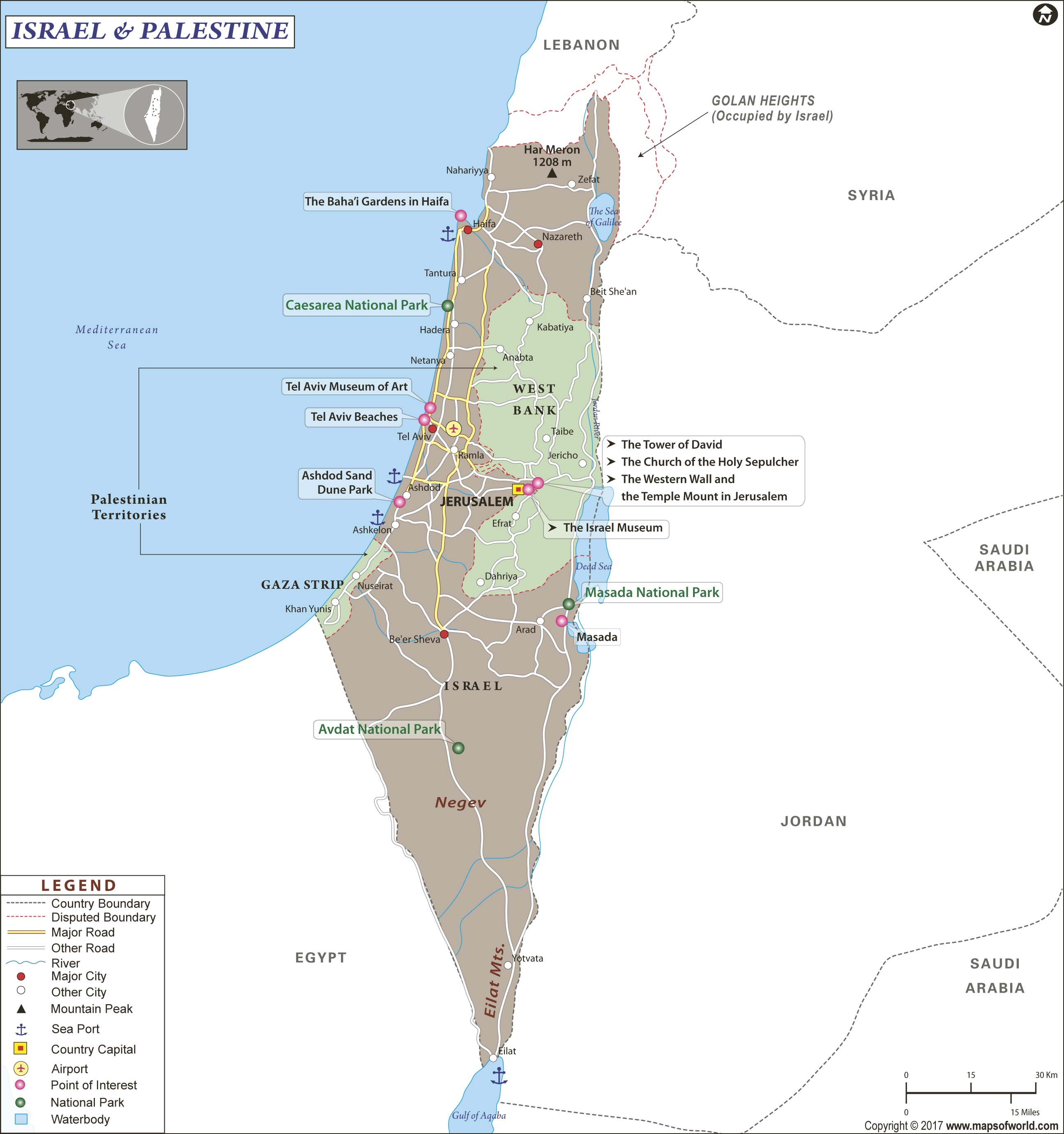 Political Map Of Israel And Palestine - United States Map