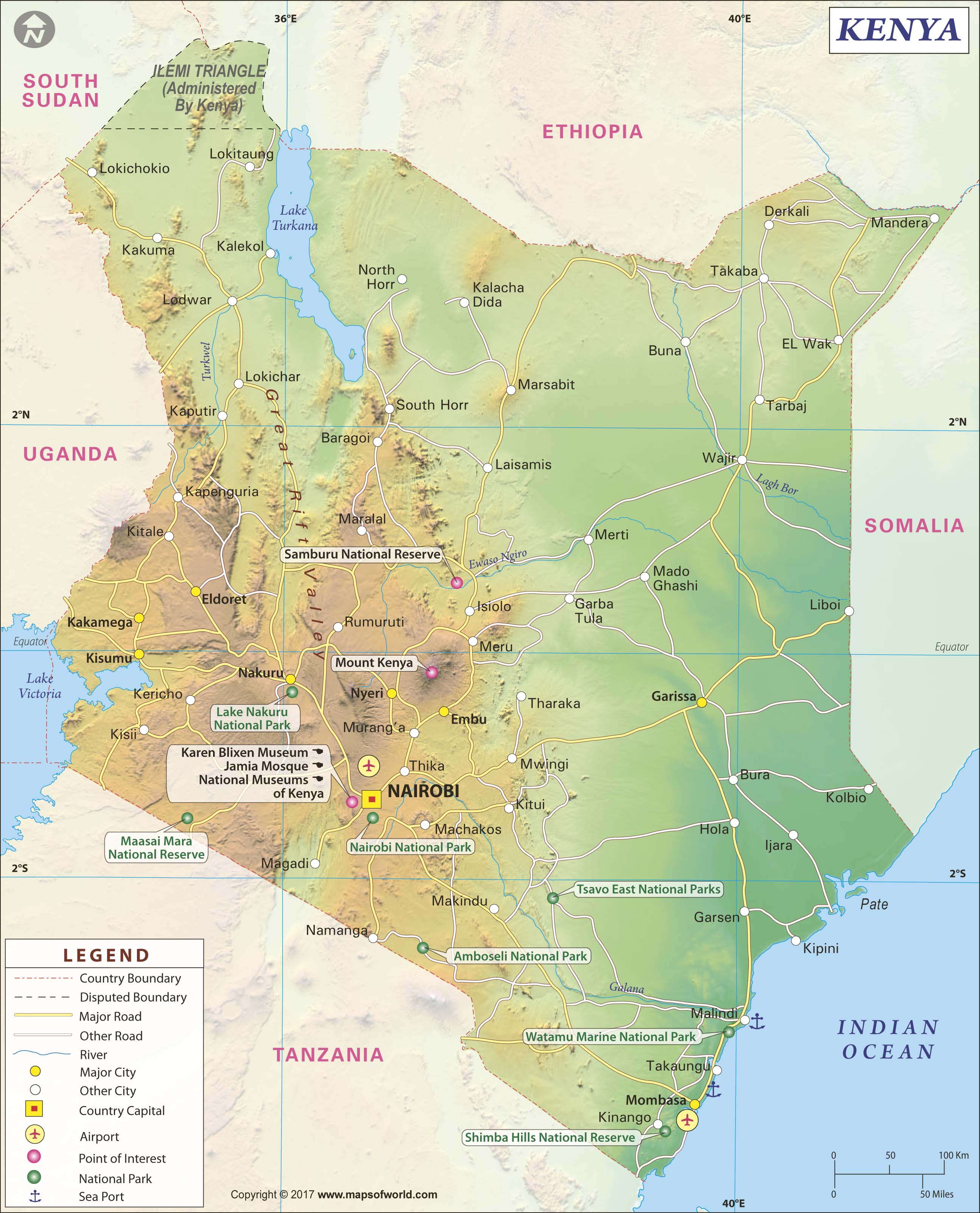 Kenya Map With Cities