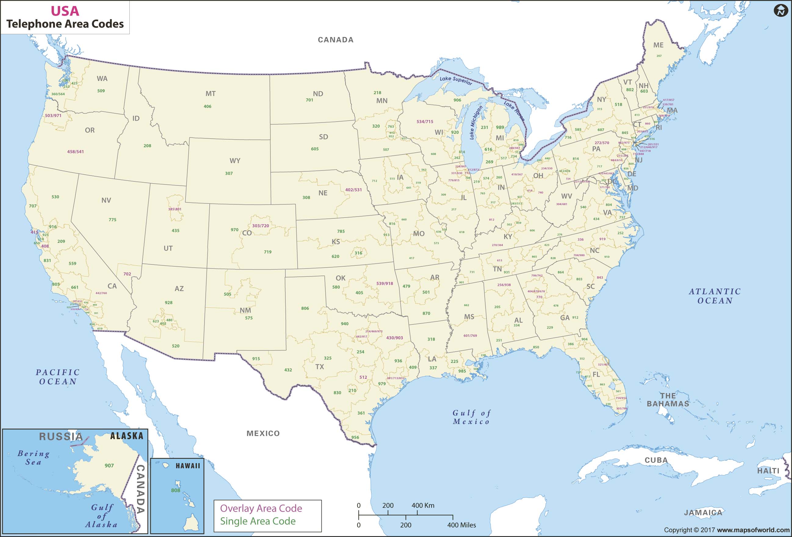 Telephone Area Code Map