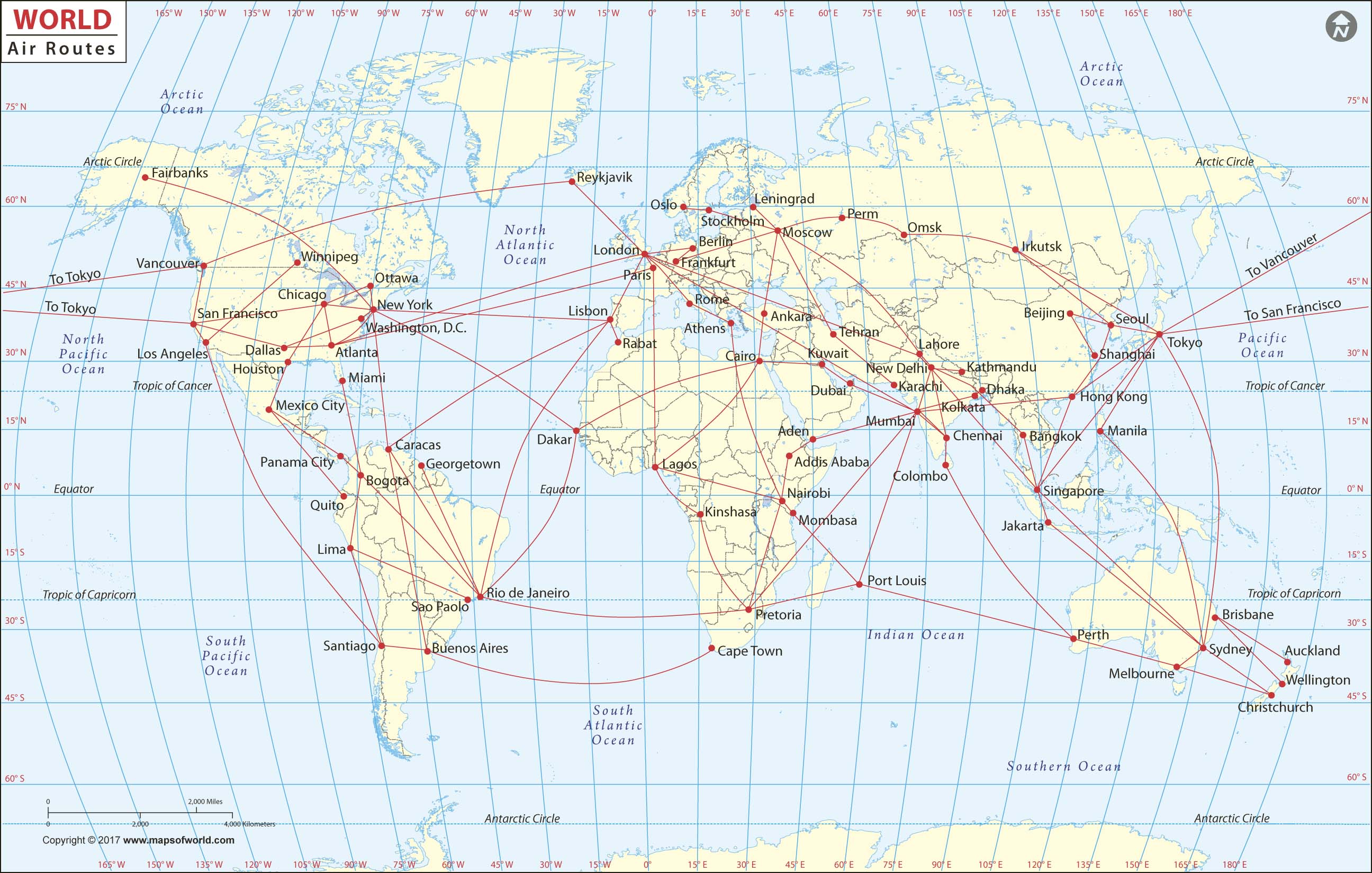 World Air Route Wall Map by Maps of World MapSales