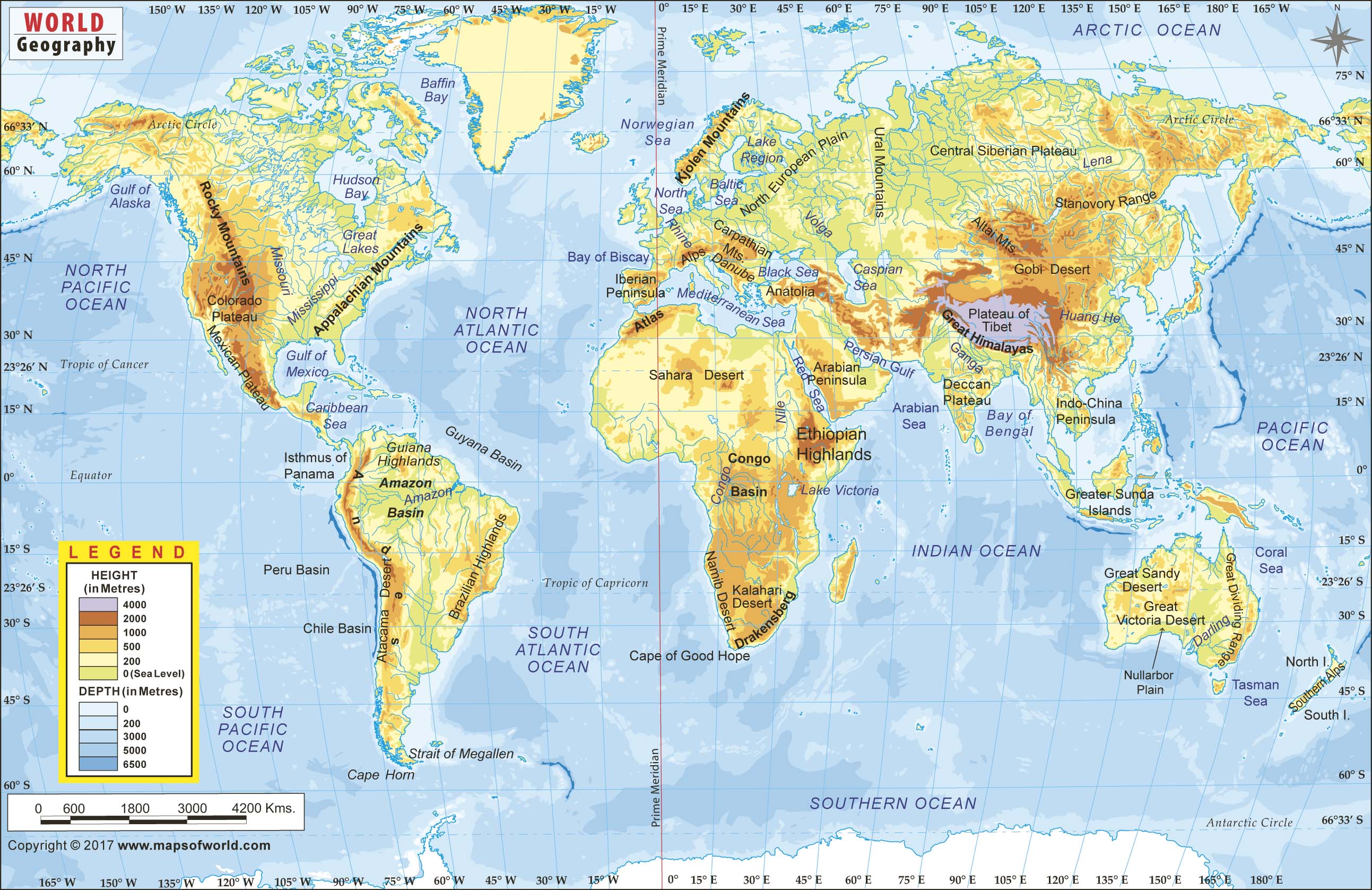 World Geography Wall Map by Maps of World - MapSales