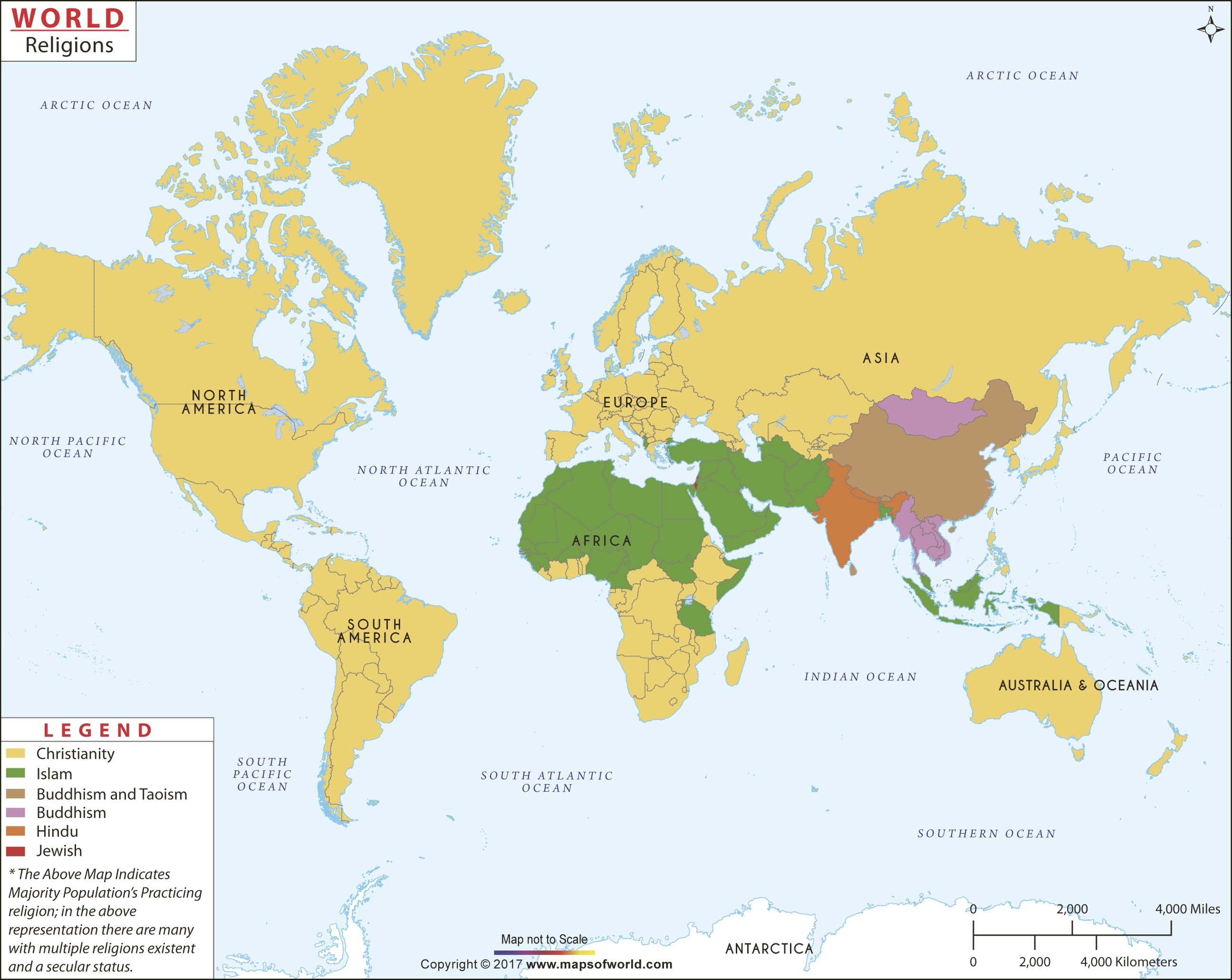 World Religion Wall Map by Maps of World MapSales