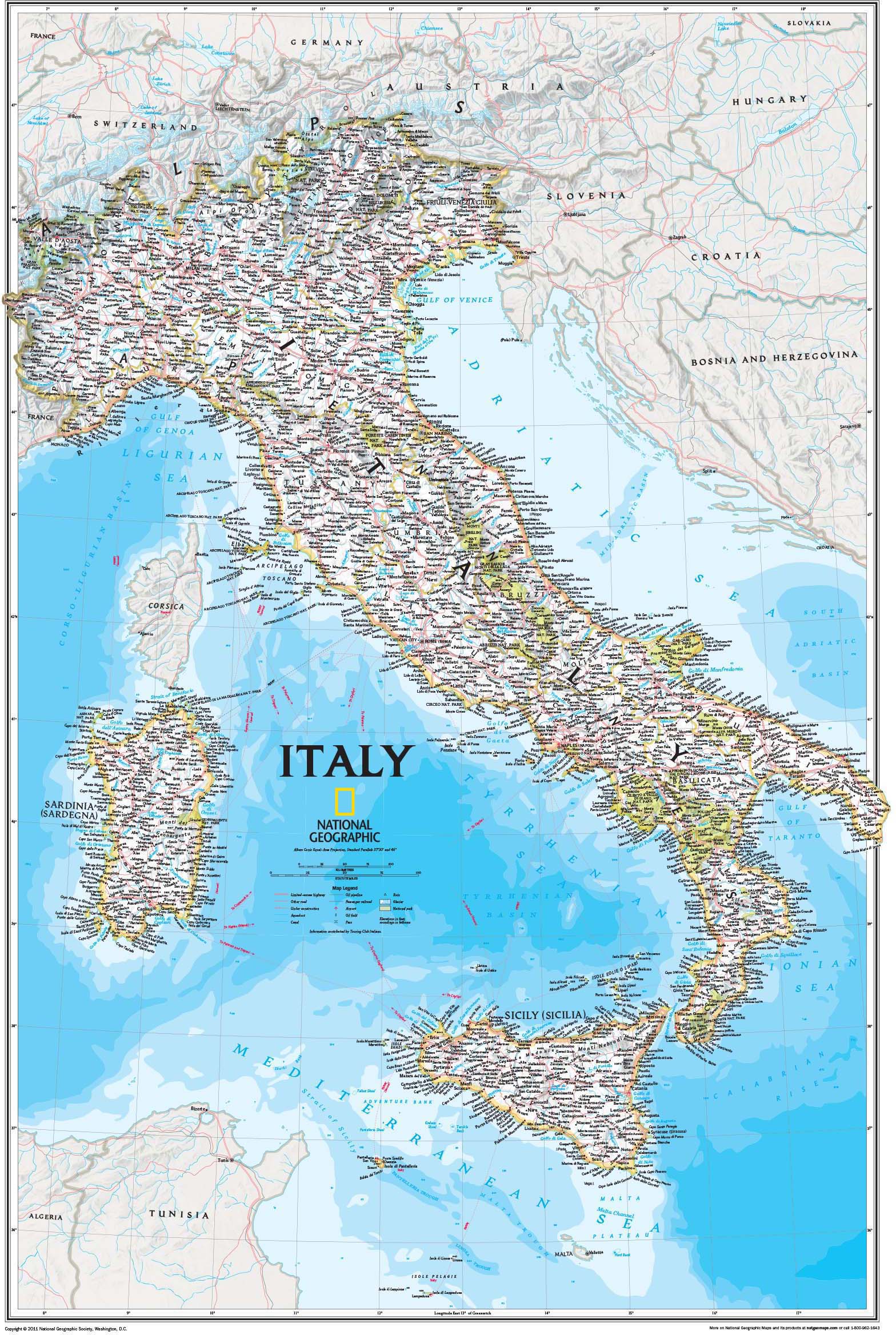 Italy Wall Map by National Geographic MapSales