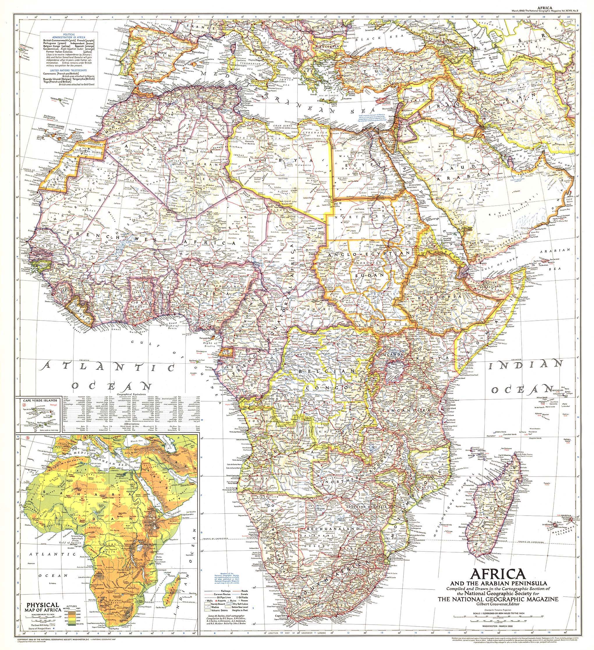 Africa 1950 Wall Map by National Geographic MapSales